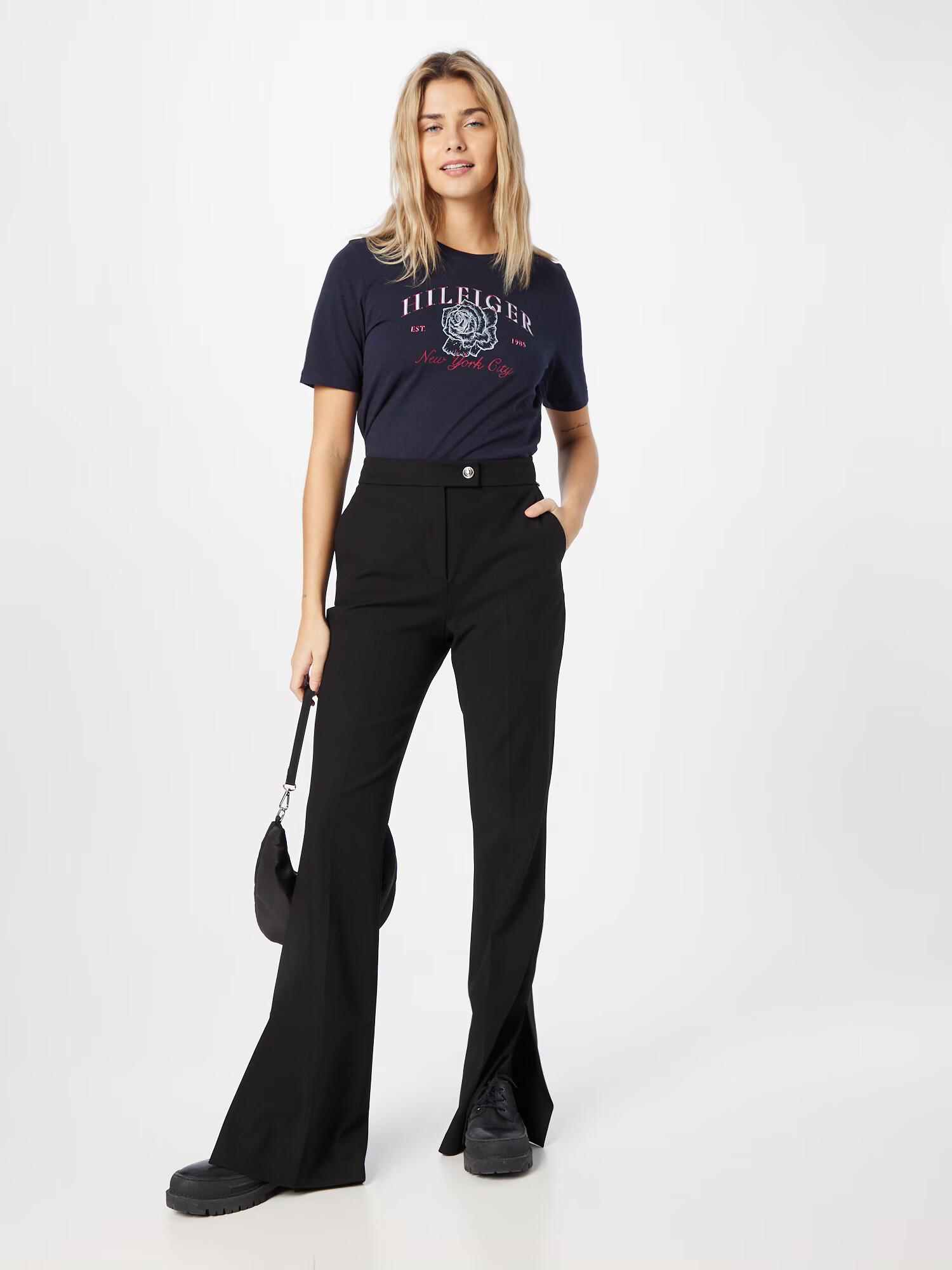 TOMMY HILFIGER Pantaloni cu dungă negru - Pled.ro