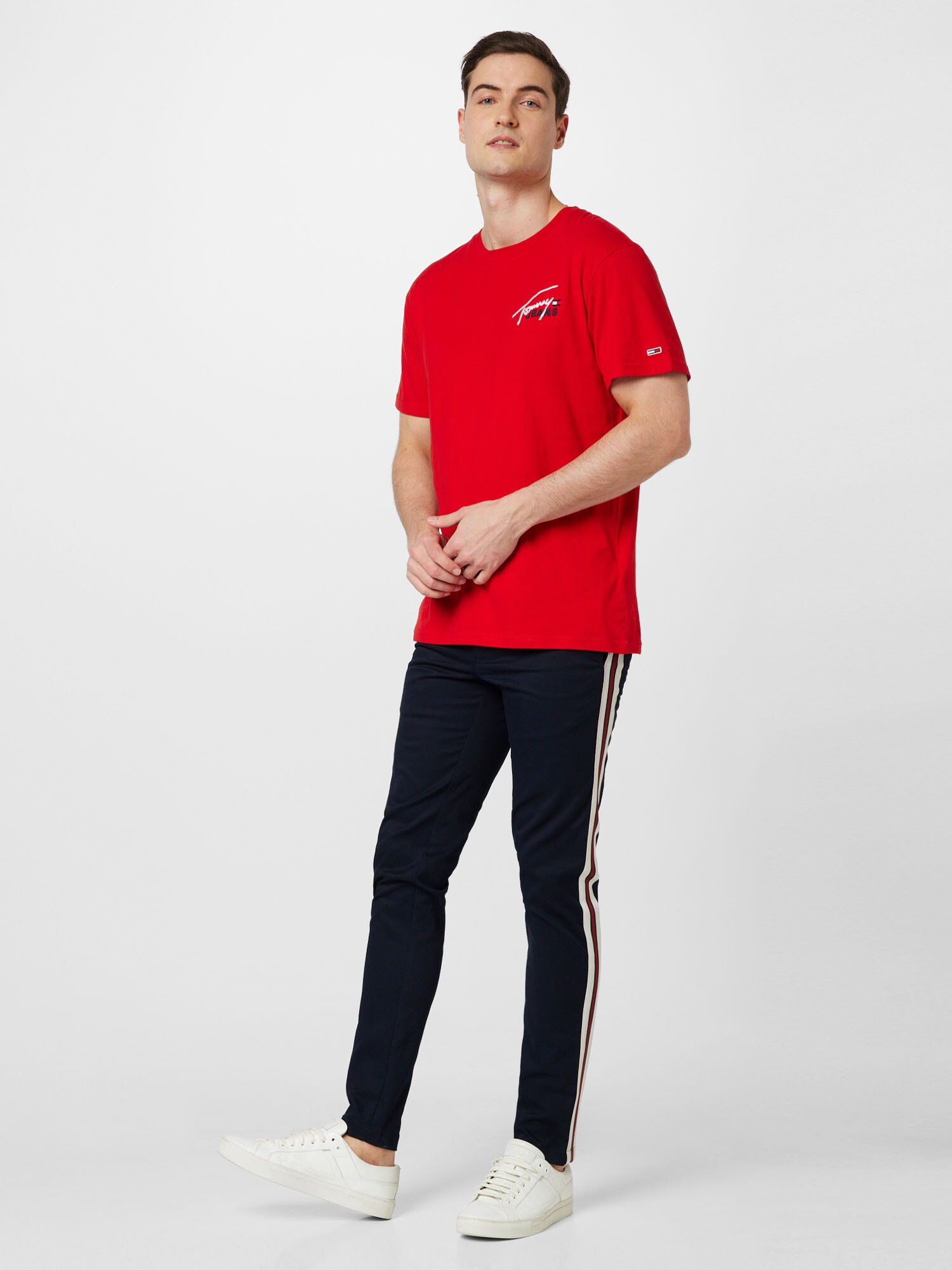 TOMMY HILFIGER Pantaloni eleganți 'Chelsea' albastru marin / roșu / alb - Pled.ro