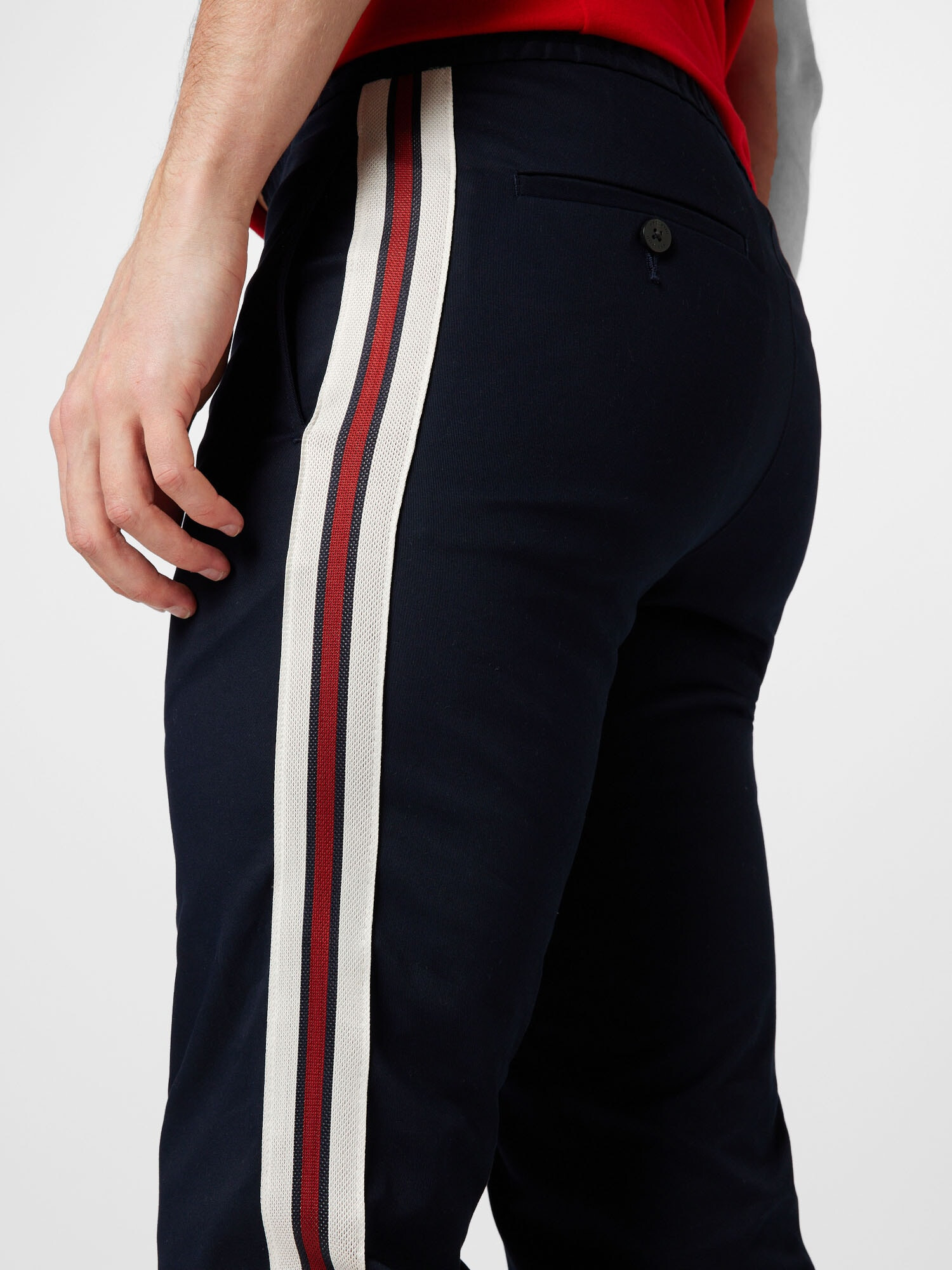 TOMMY HILFIGER Pantaloni eleganți 'Chelsea' albastru marin / roșu / alb - Pled.ro