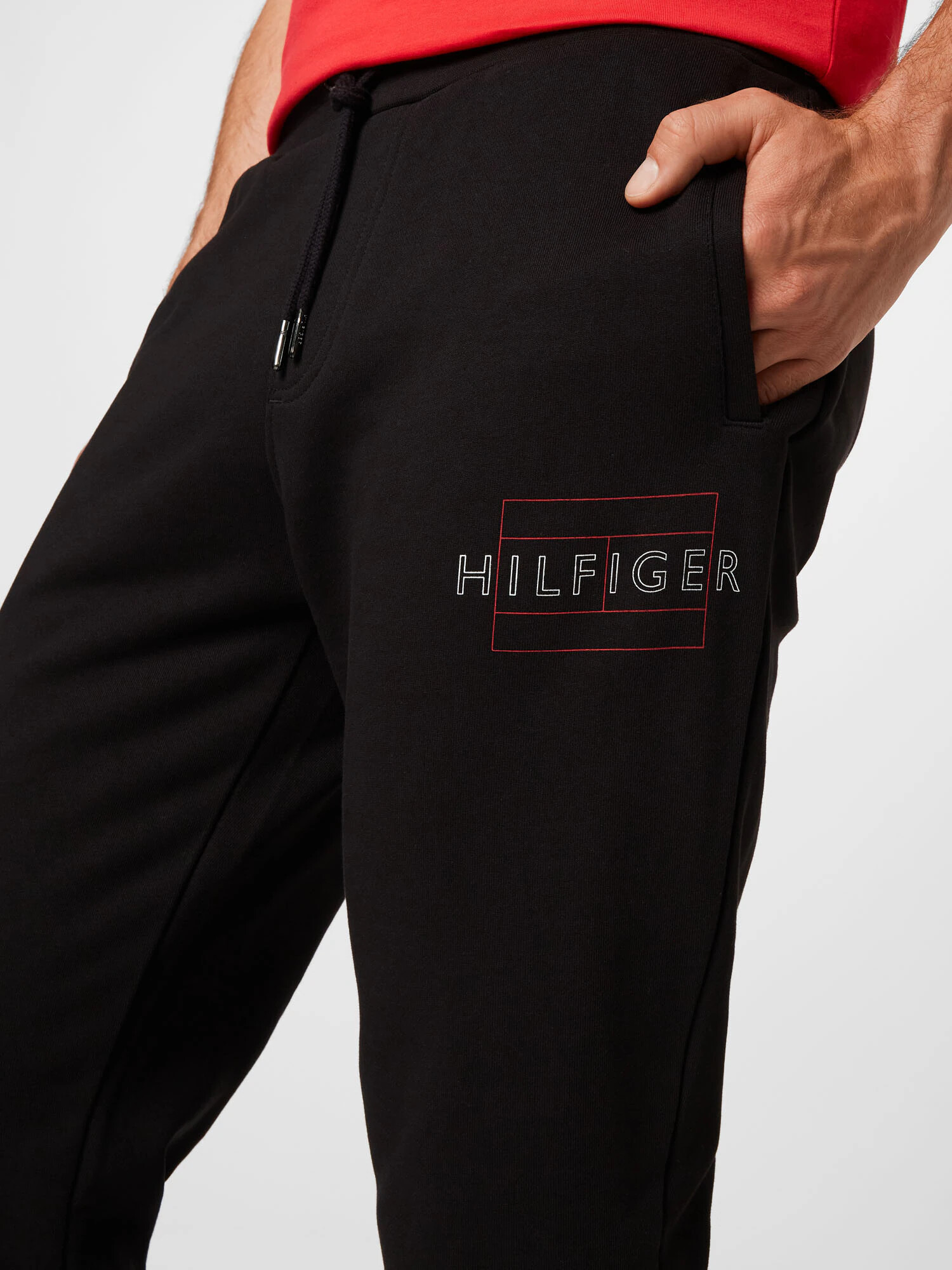 TOMMY HILFIGER Pantaloni roșu / negru / alb - Pled.ro