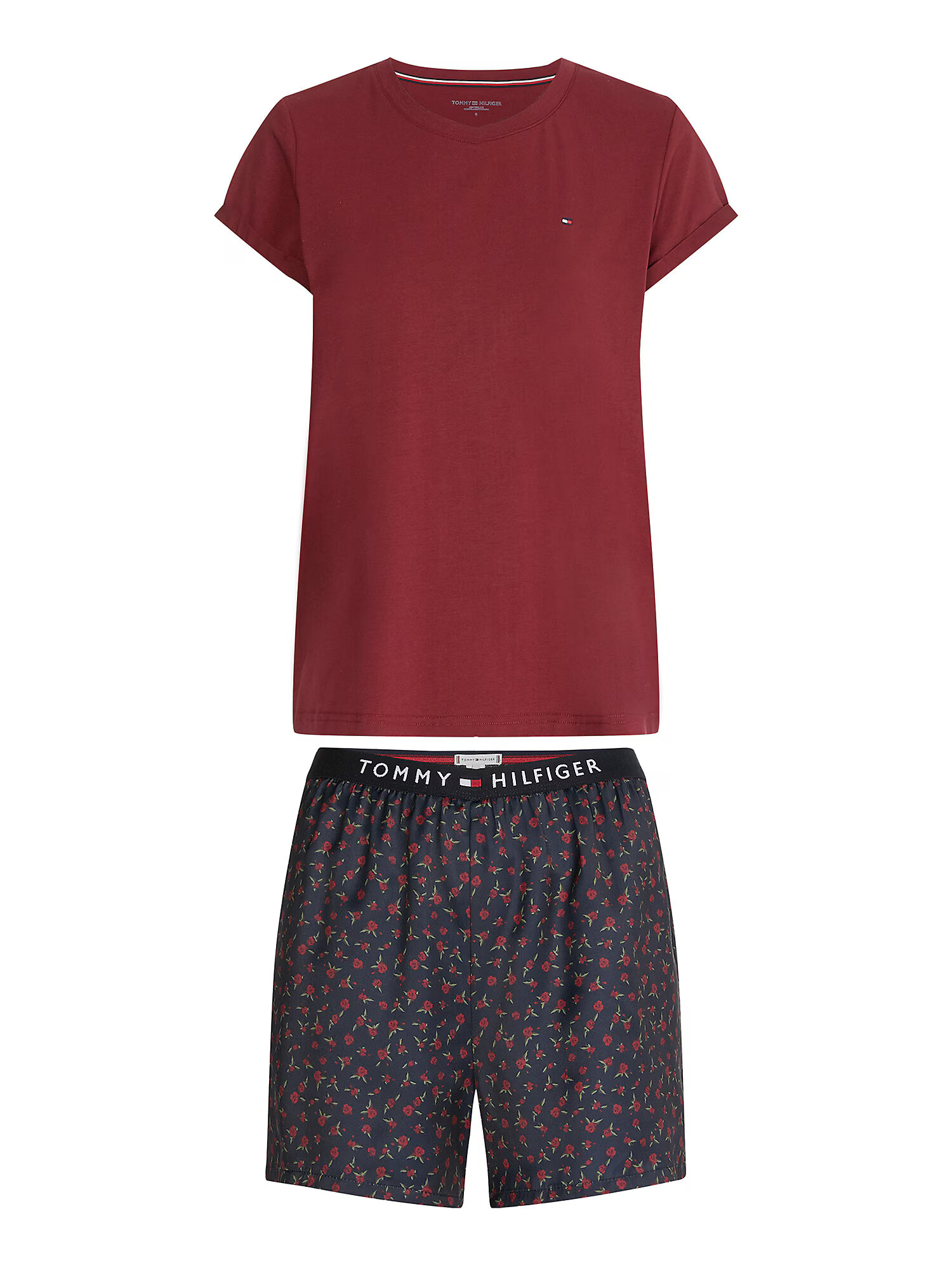 Tommy Hilfiger Underwear Pantaloni scurți gri închis / verde închis / roșu bordeaux - Pled.ro