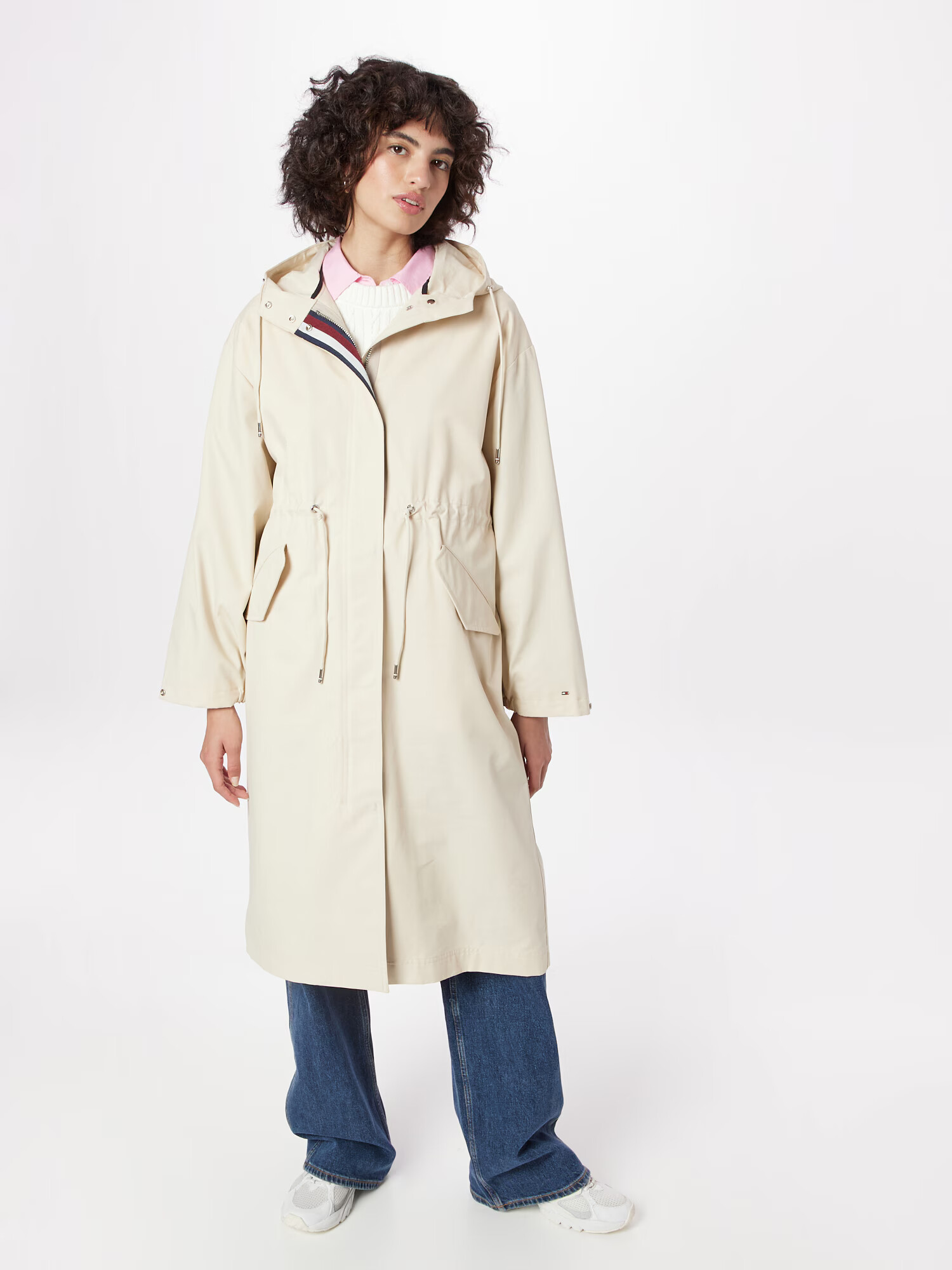 TOMMY HILFIGER Parka de primăvară-toamnă crem / bleumarin / roșu vin / alb - Pled.ro