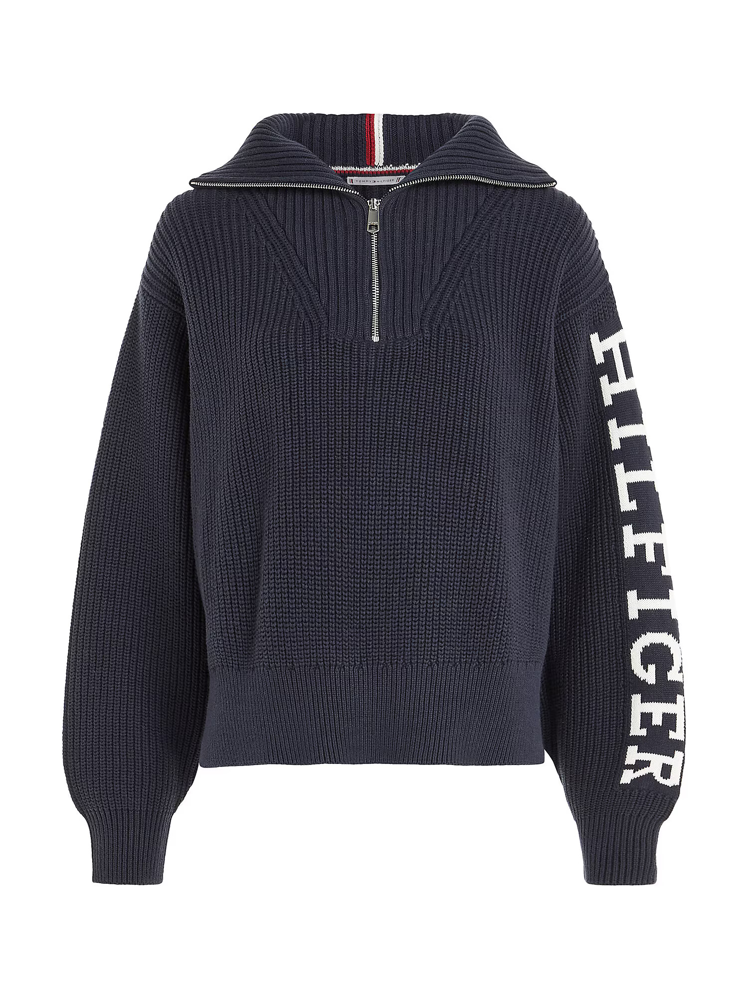 TOMMY HILFIGER Pulover albastru noapte / alb - Pled.ro