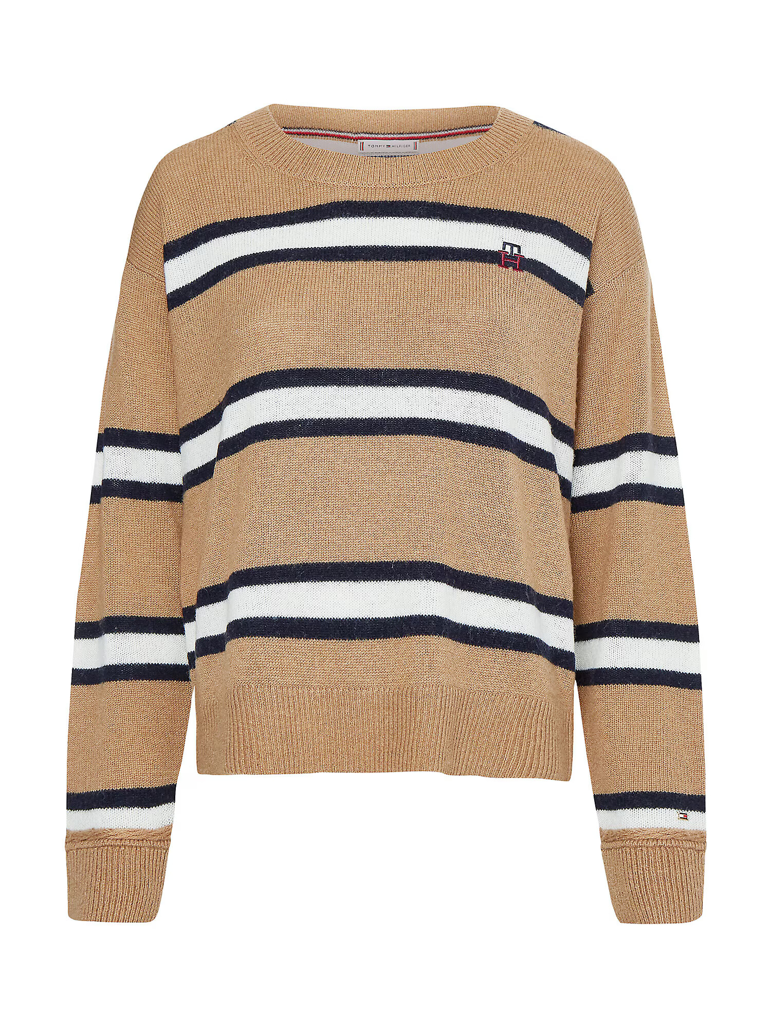 TOMMY HILFIGER Pulover bej / albastru noapte / alb - Pled.ro