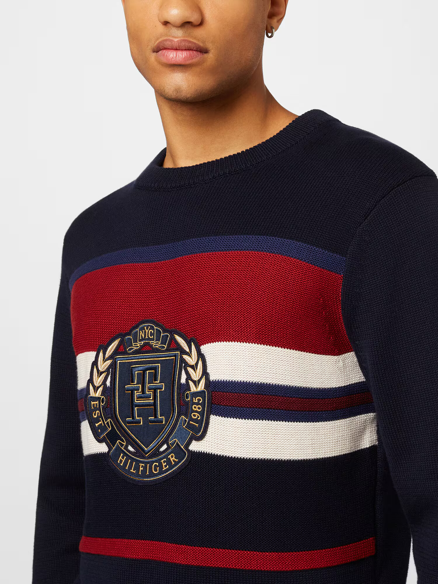 TOMMY HILFIGER Pulover bleumarin / albastru noapte / roșu / alb - Pled.ro