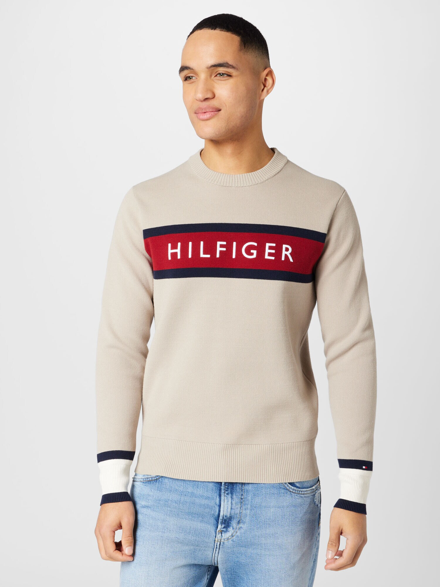 TOMMY HILFIGER Pulover bleumarin / gri / roșu - Pled.ro