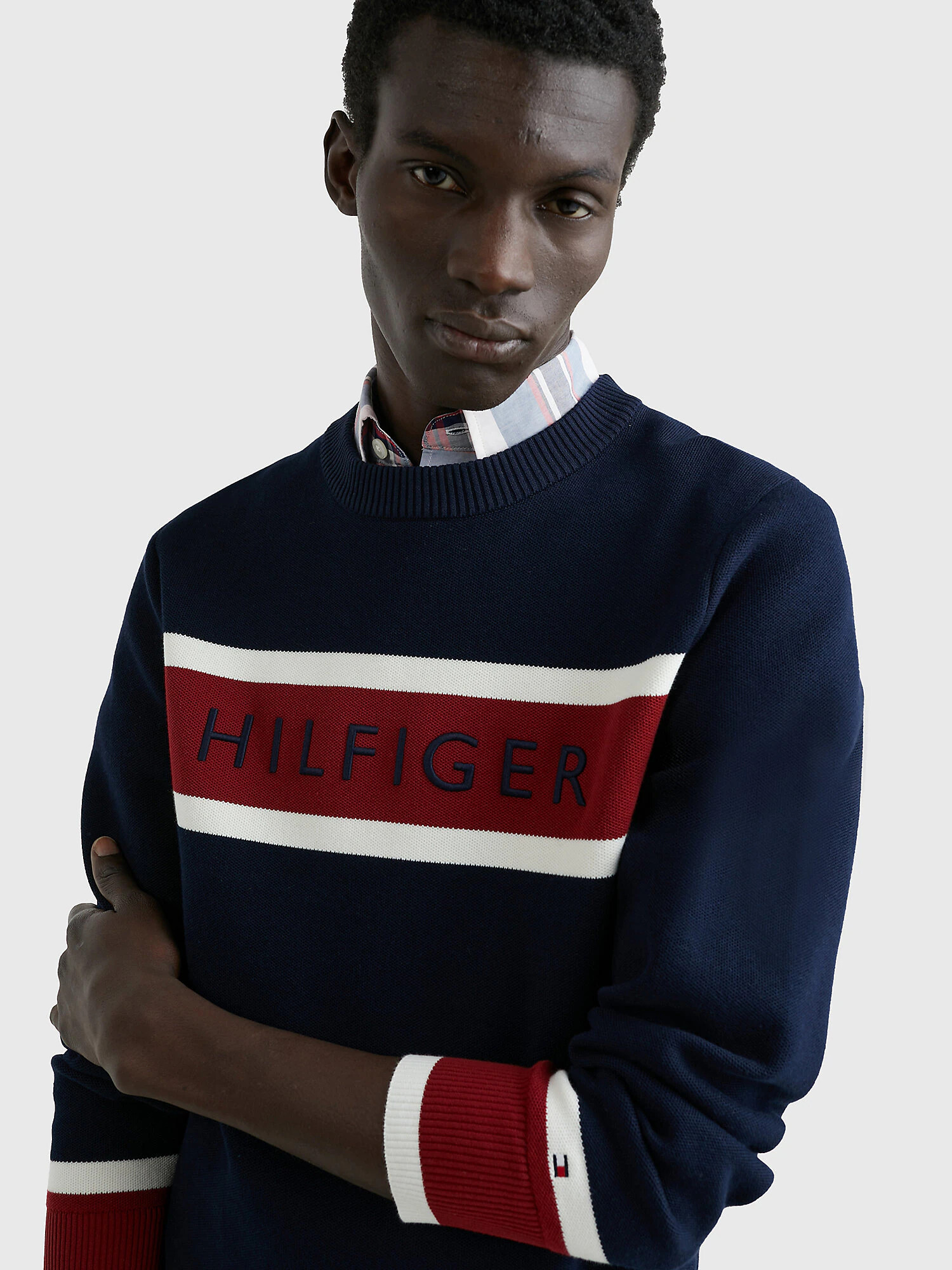 TOMMY HILFIGER Pulover bleumarin / roșu / alb - Pled.ro