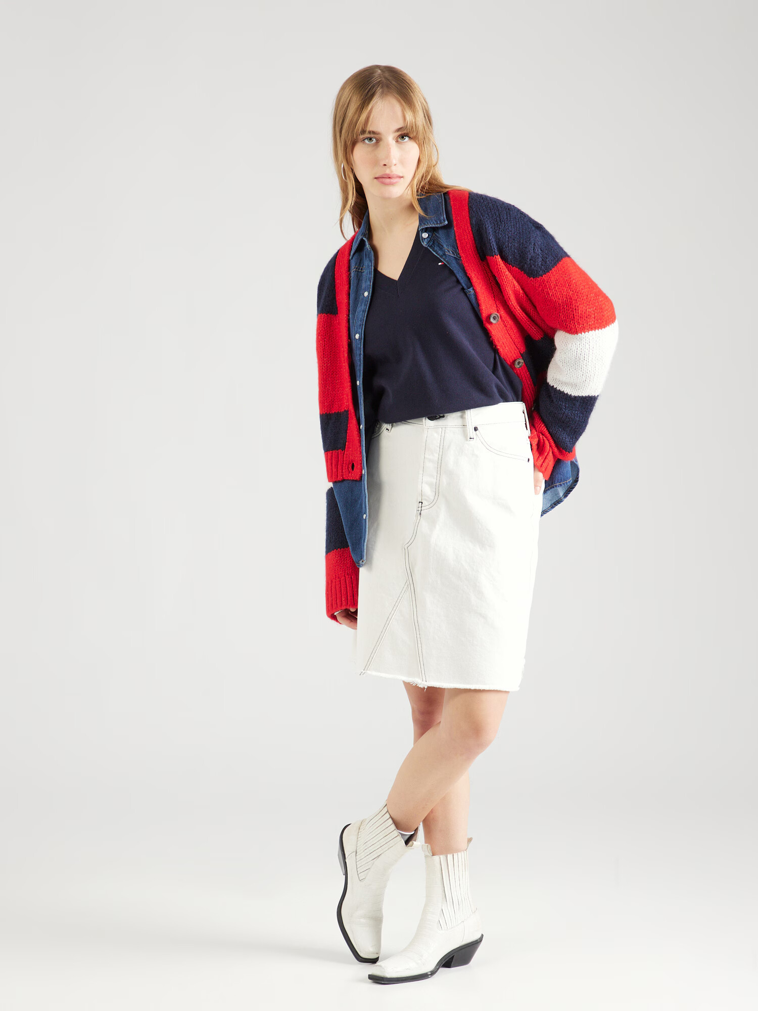 TOMMY HILFIGER Pulover bleumarin / roșu / alb - Pled.ro