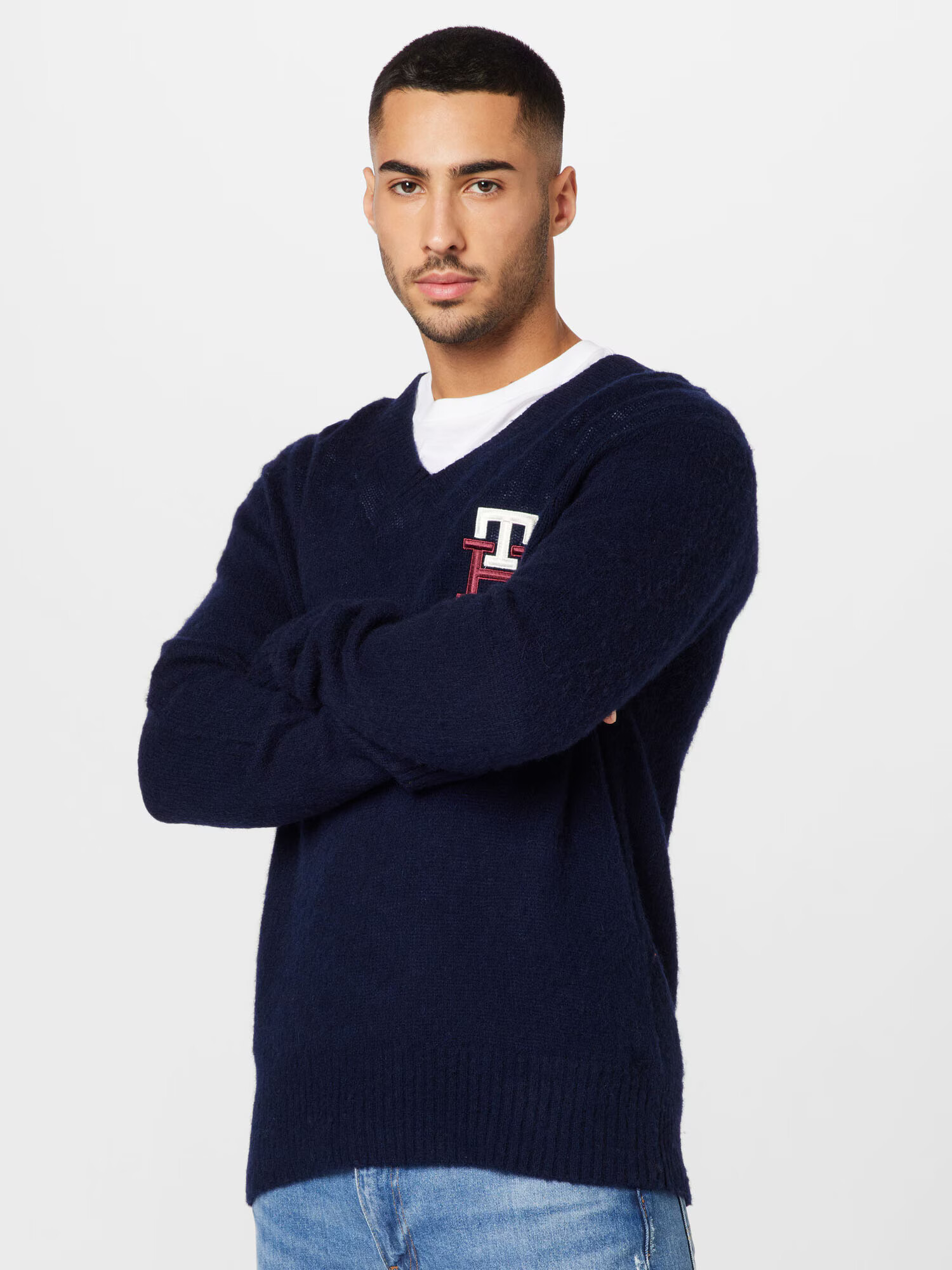 TOMMY HILFIGER Pulover bleumarin / roșu / alb - Pled.ro