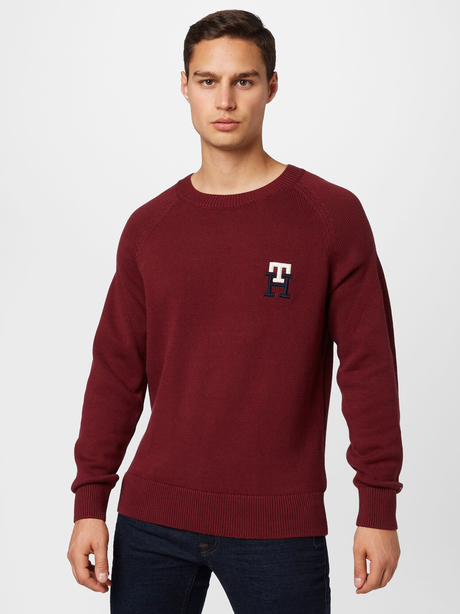 TOMMY HILFIGER Pulover bleumarin / roșu bordeaux / alb - Pled.ro