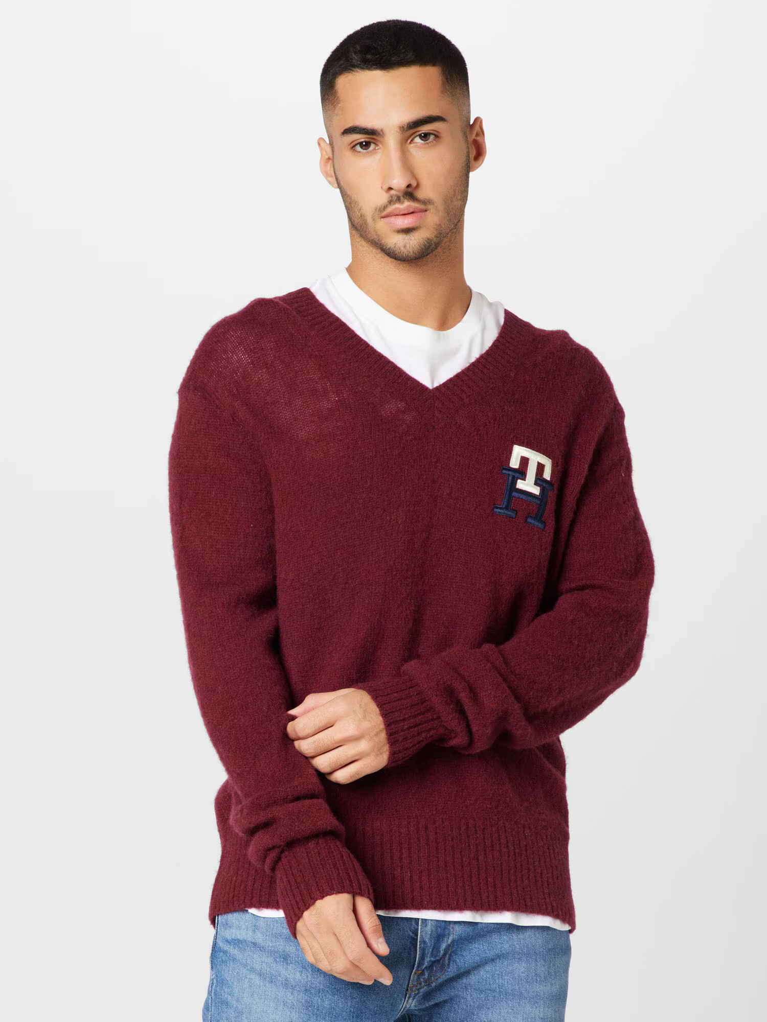 TOMMY HILFIGER Pulover bleumarin / roșu bordeaux / alb - Pled.ro