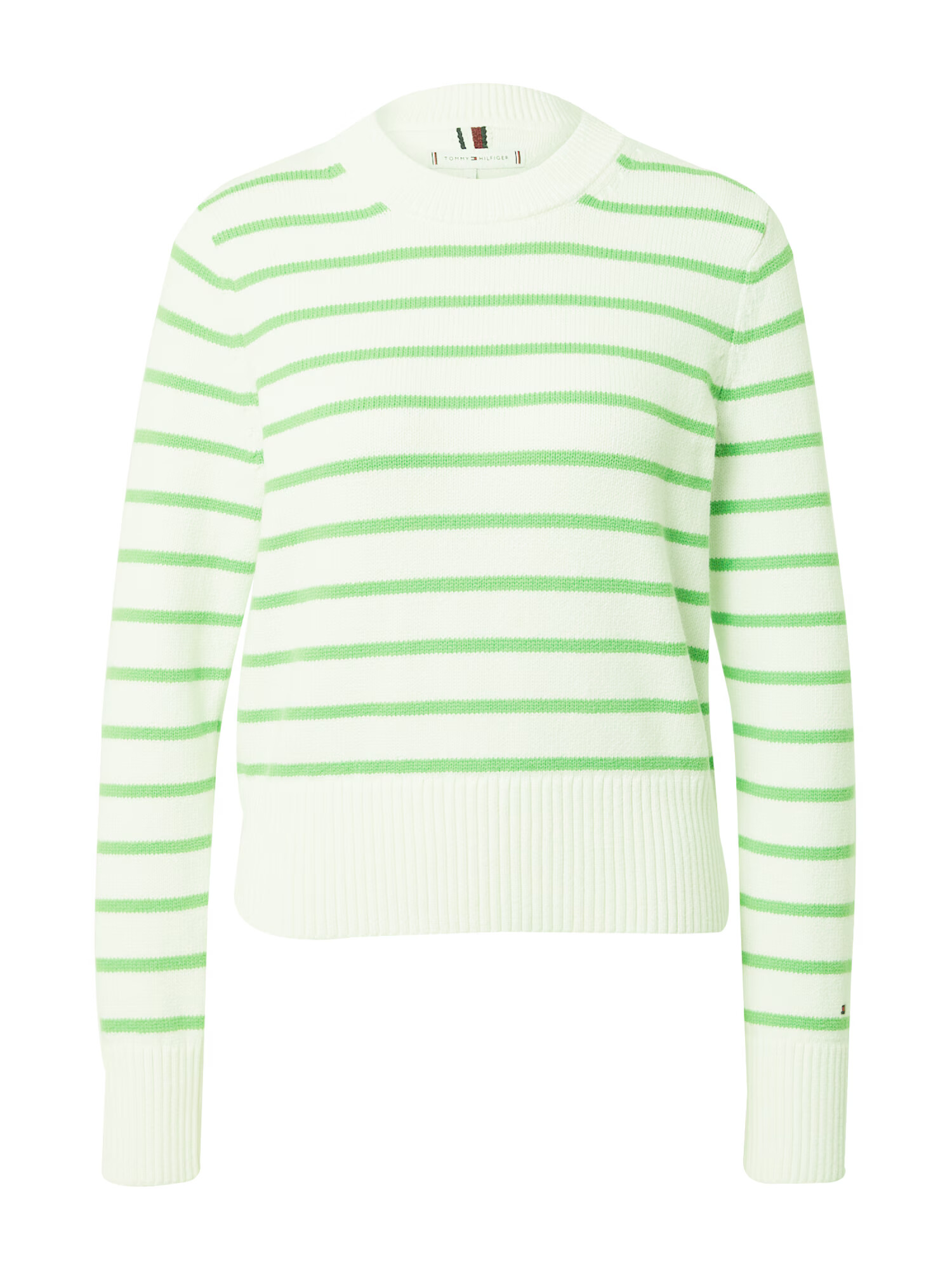 TOMMY HILFIGER Pulover 'Breton' verde măr / alb - Pled.ro