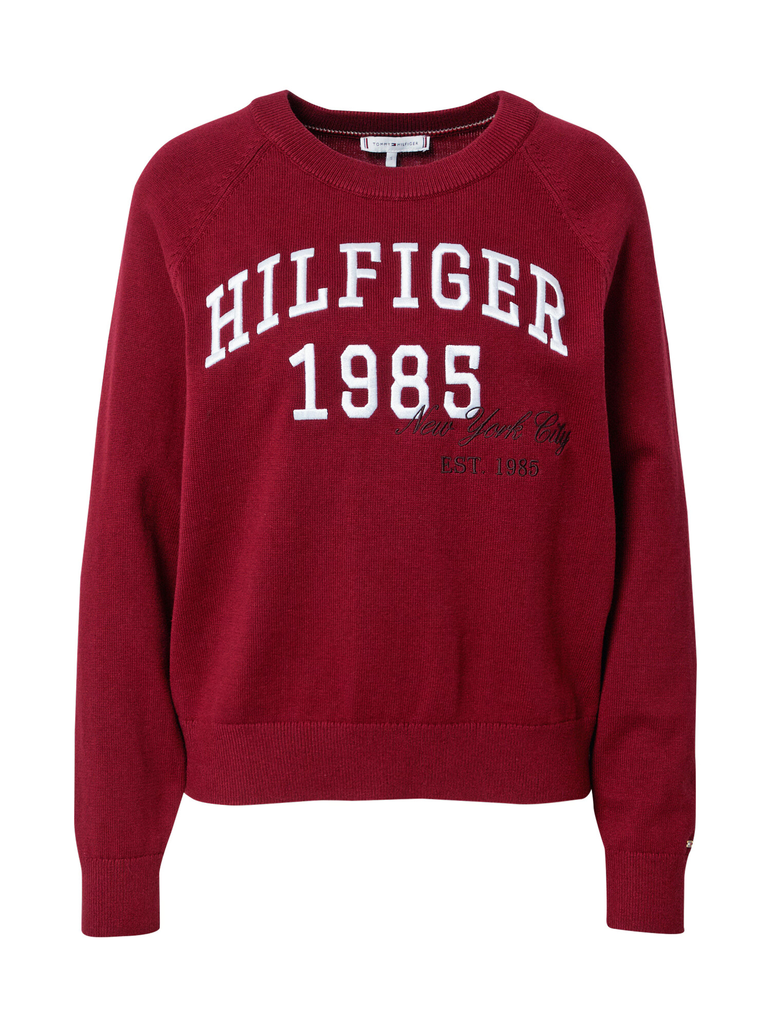 TOMMY HILFIGER Pulover ciocolatiu / rubiniu / alb - Pled.ro