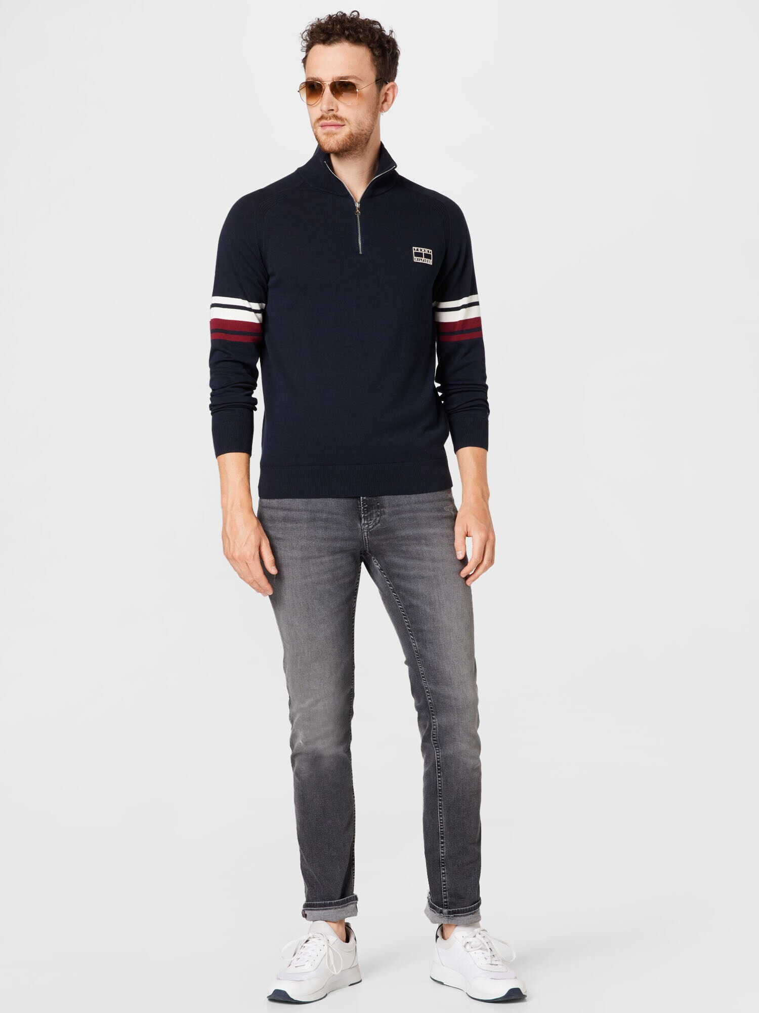 TOMMY HILFIGER Pulover crem / albastru / alb - Pled.ro