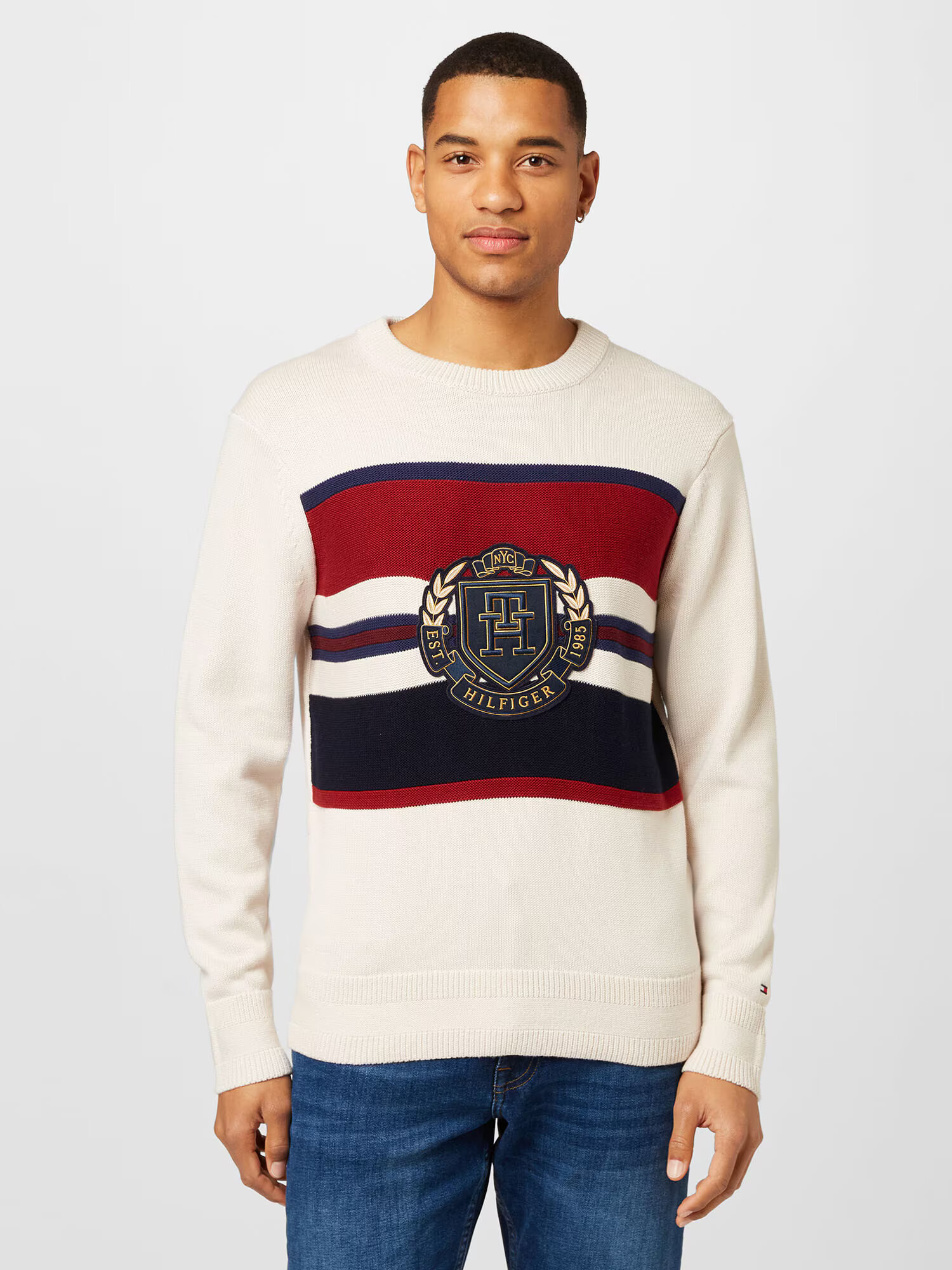 TOMMY HILFIGER Pulover crem / albastru noapte / galben / roșu vin - Pled.ro