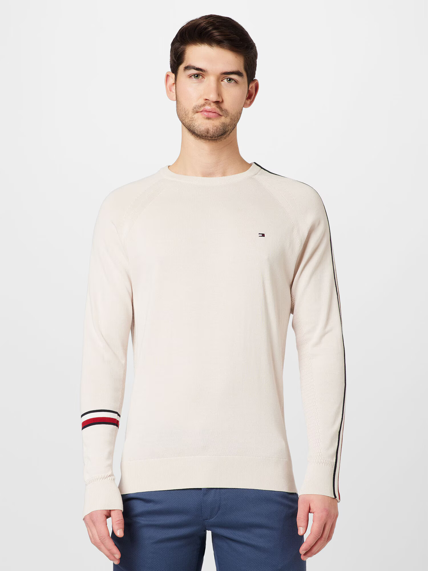 TOMMY HILFIGER Pulover ecru / bleumarin / roșu / alb - Pled.ro