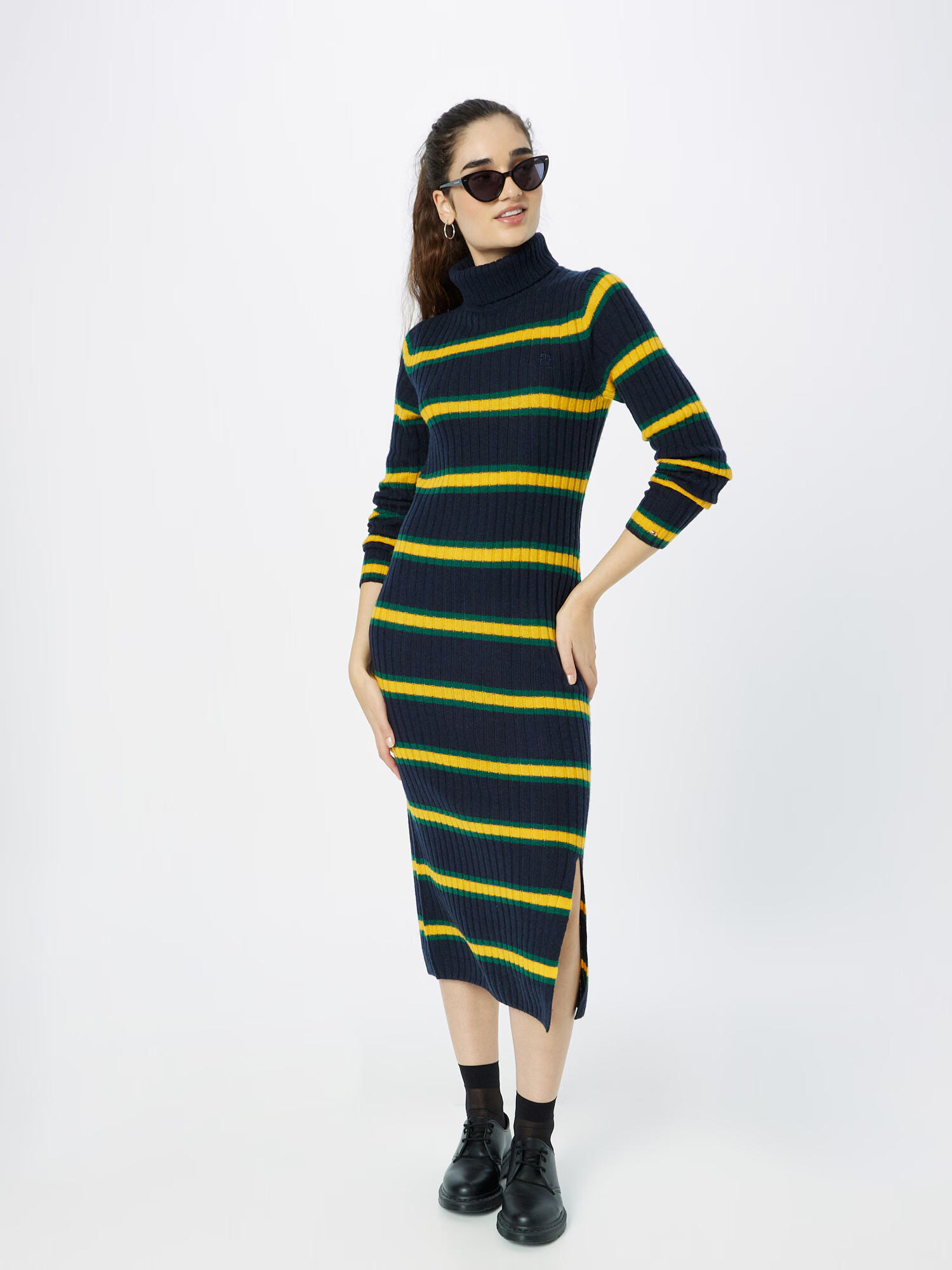 TOMMY HILFIGER Rochie tricotat bleumarin / galben citron / verde smarald - Pled.ro