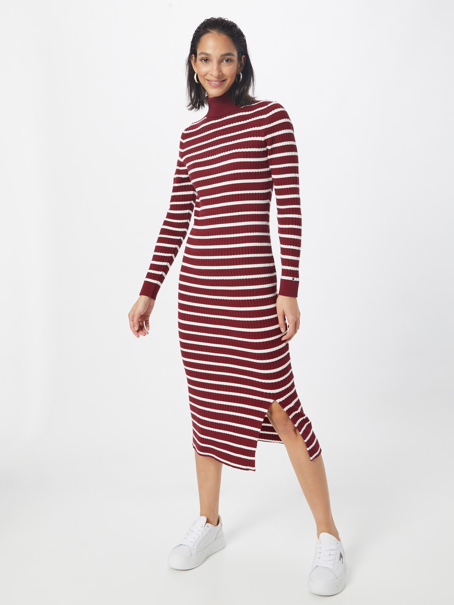 TOMMY HILFIGER Rochie tricotat roșu carmin / alb - Pled.ro