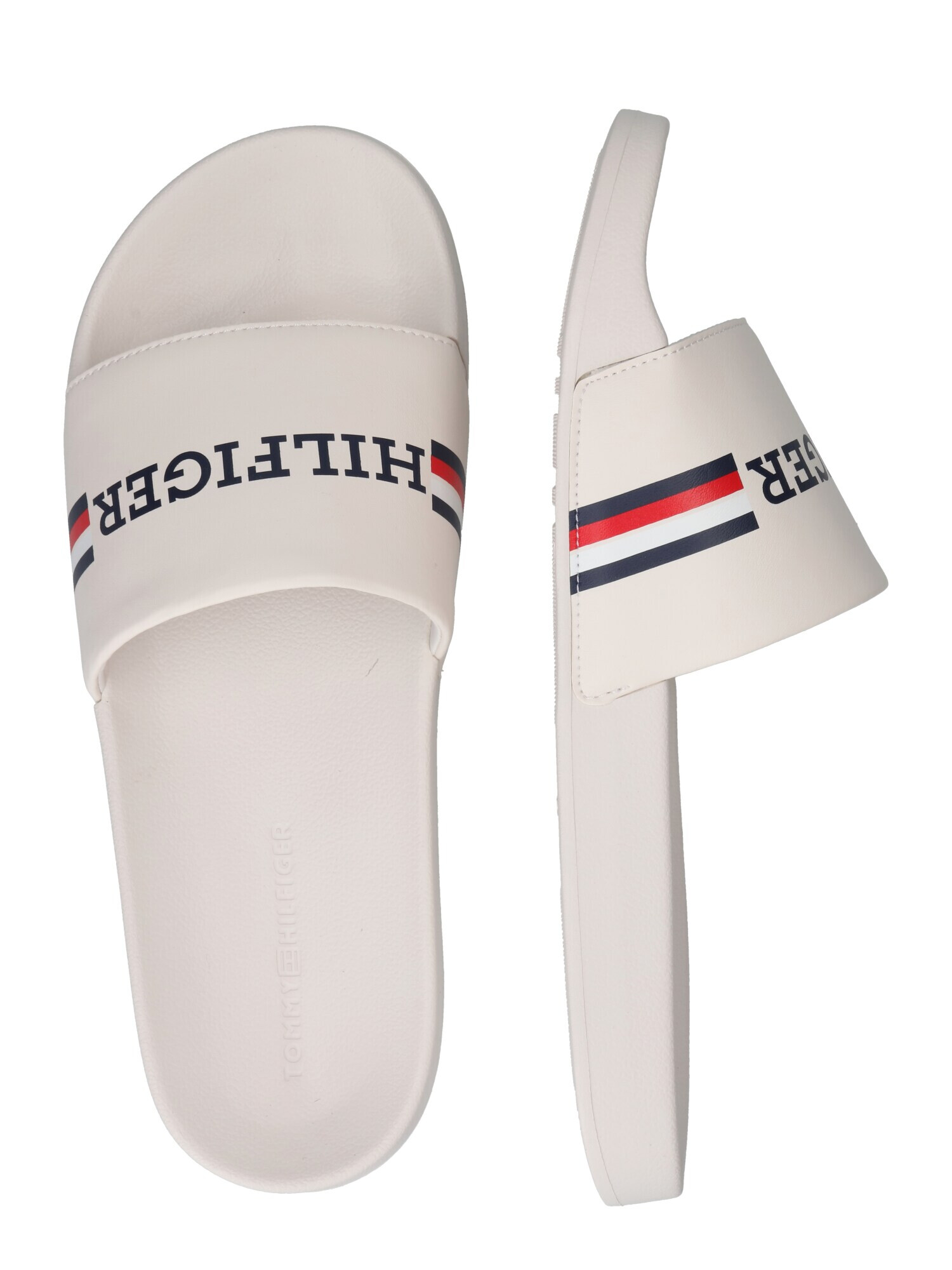 TOMMY HILFIGER Saboți bej / bleumarin / roșu / alb - Pled.ro