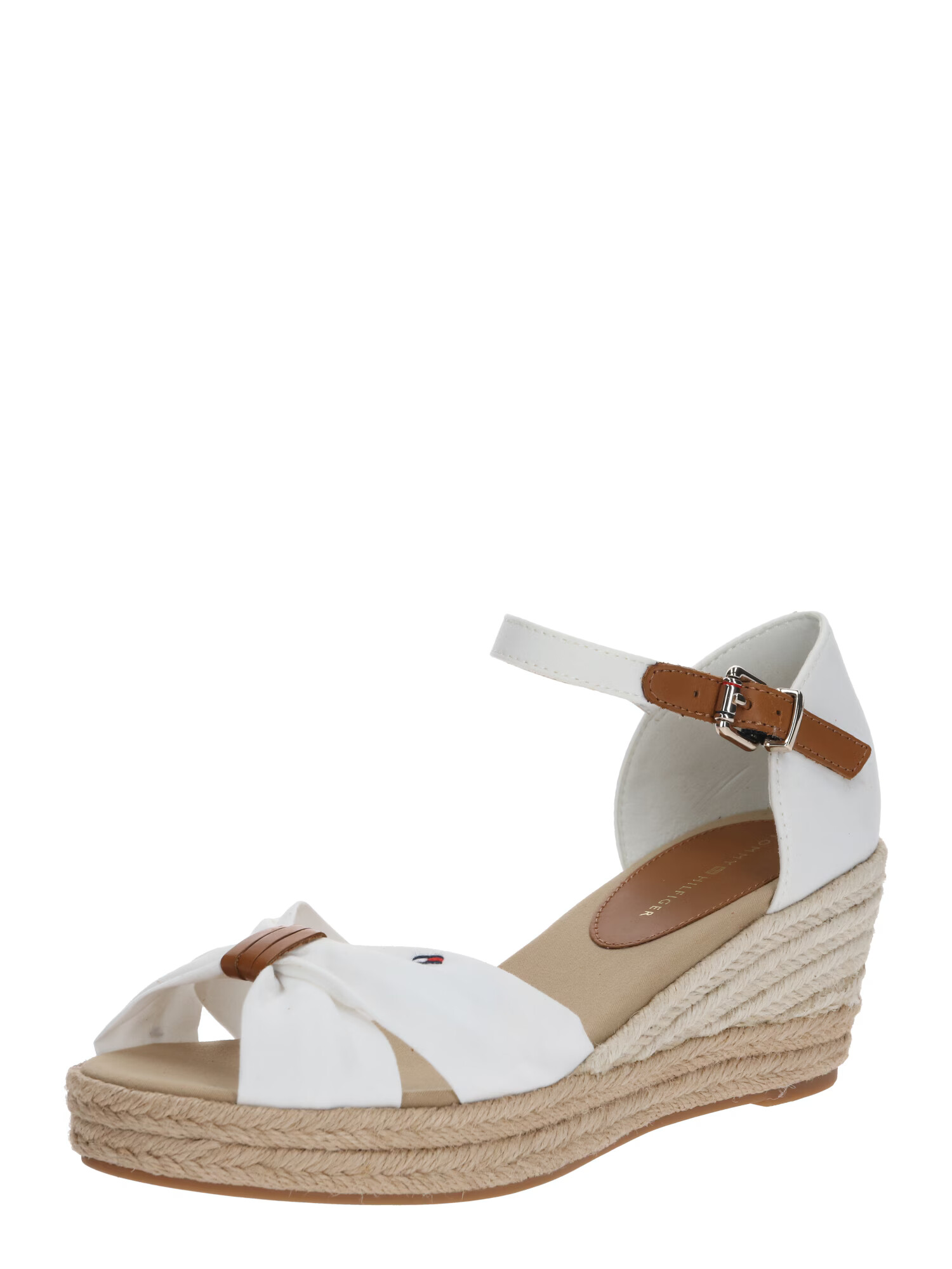 TOMMY HILFIGER Sandale cu baretă 'BASIC OPEN TOE MID WEDGE' maro / alb - Pled.ro