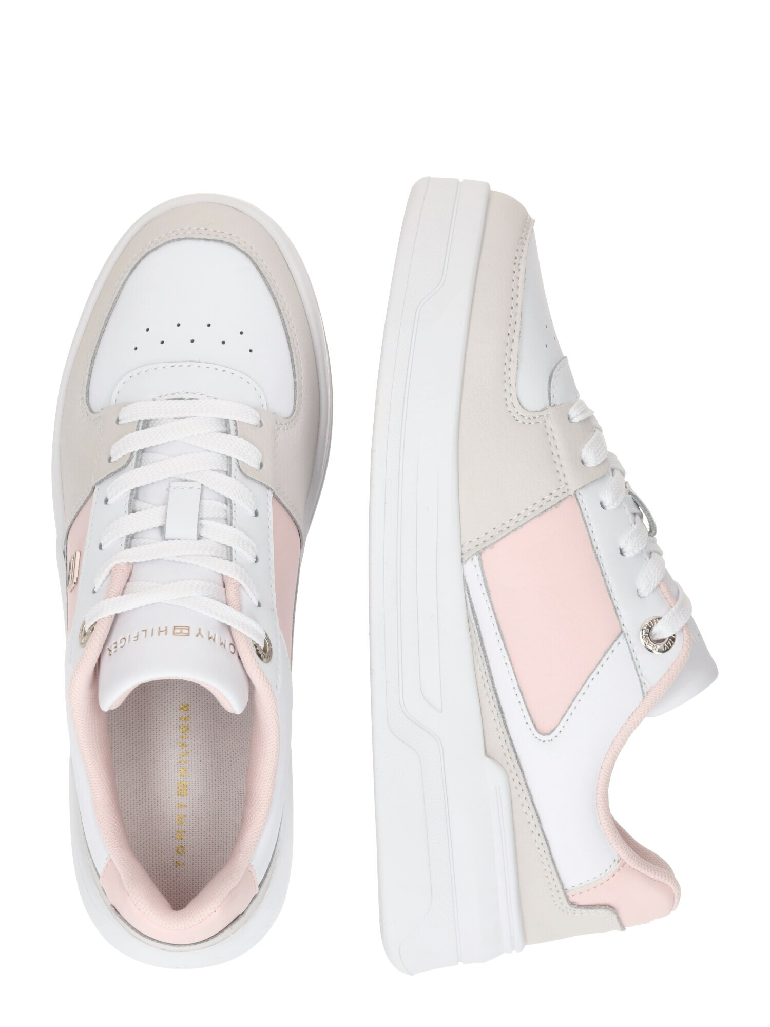 TOMMY HILFIGER Sneaker low 'ESSENTIAL BASKET' bej / roz pastel / alb - Pled.ro