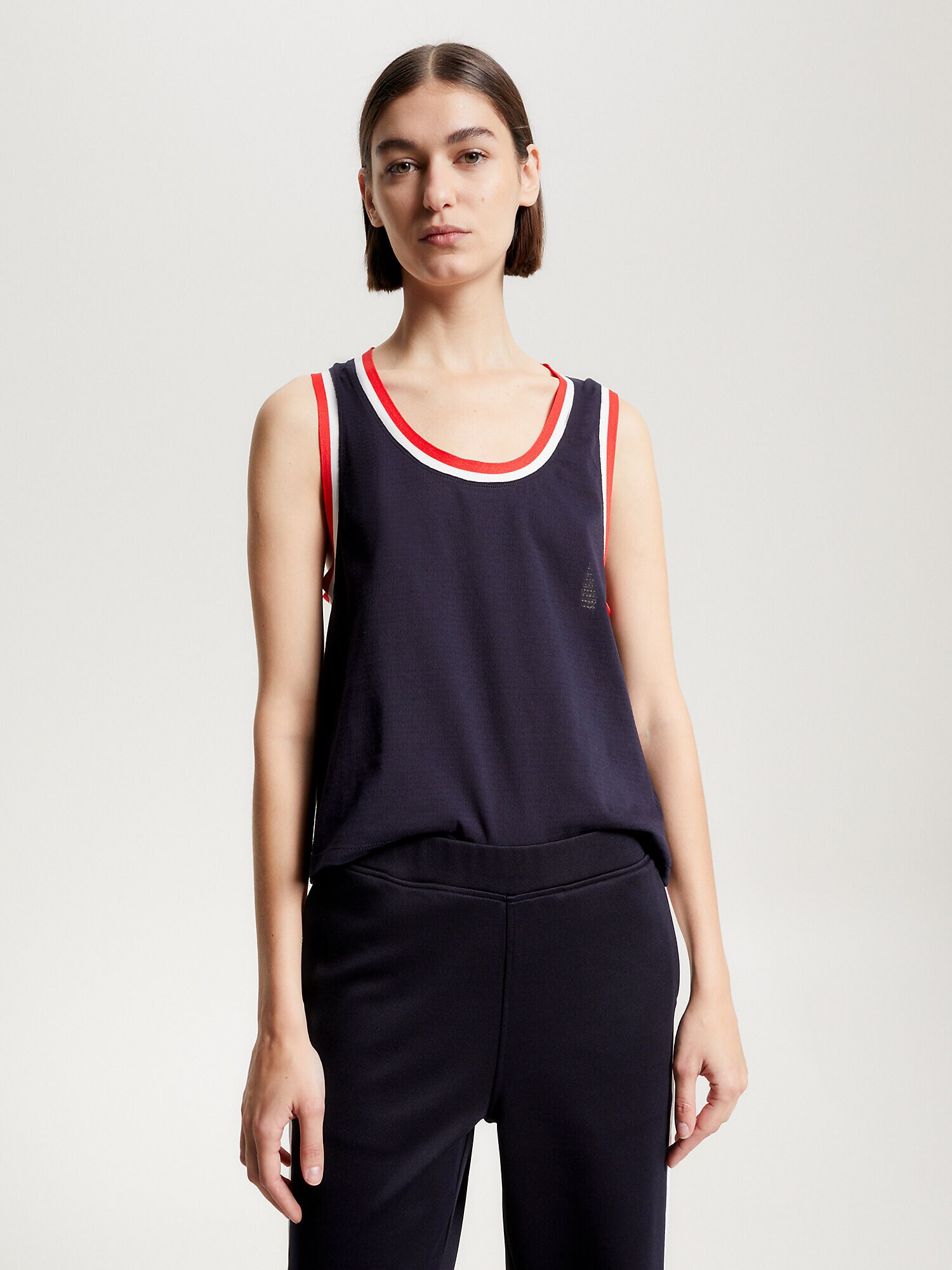 TOMMY HILFIGER Top bleumarin / roșu deschis / alb - Pled.ro