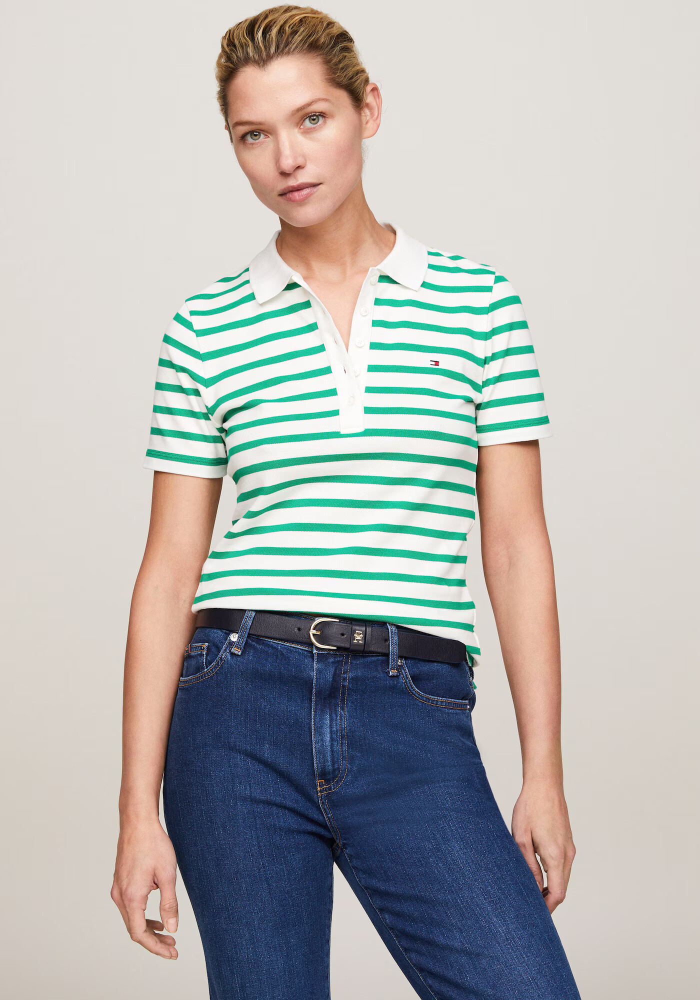 TOMMY HILFIGER Tricou '1985' verde / alb - Pled.ro