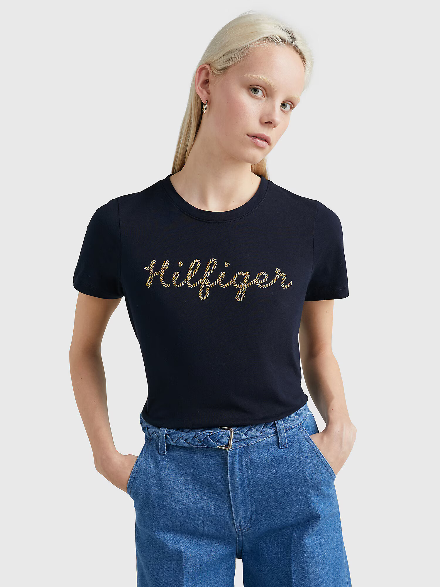 TOMMY HILFIGER Tricou albastru / alb - Pled.ro