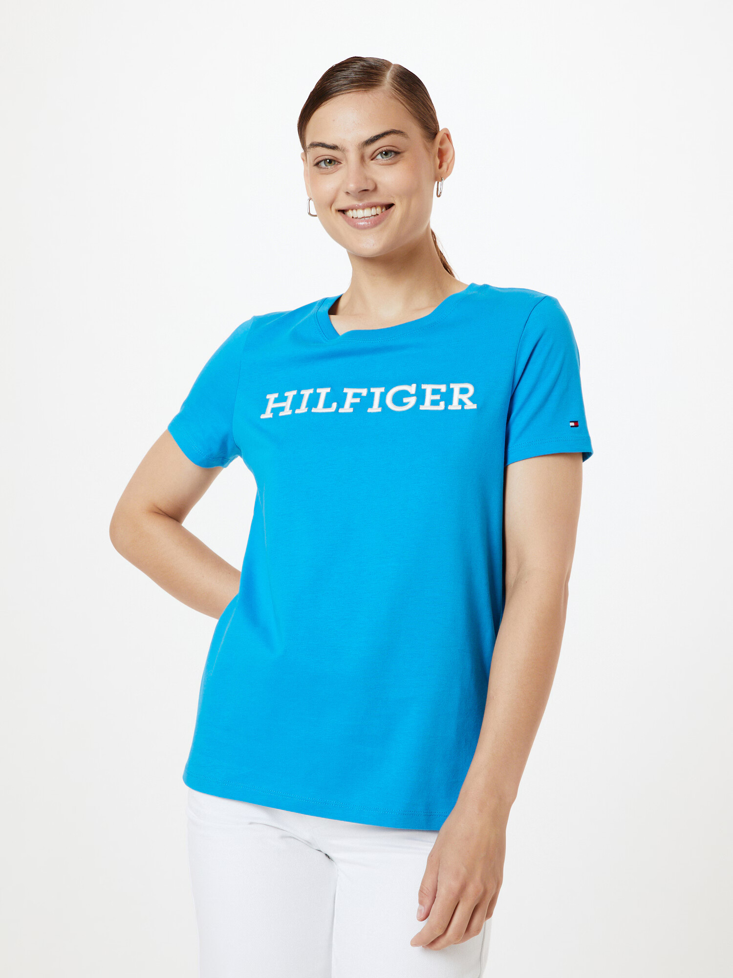 TOMMY HILFIGER Tricou azur / alb - Pled.ro