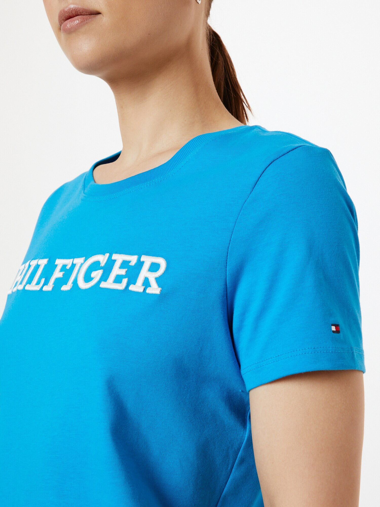 TOMMY HILFIGER Tricou azur / alb - Pled.ro