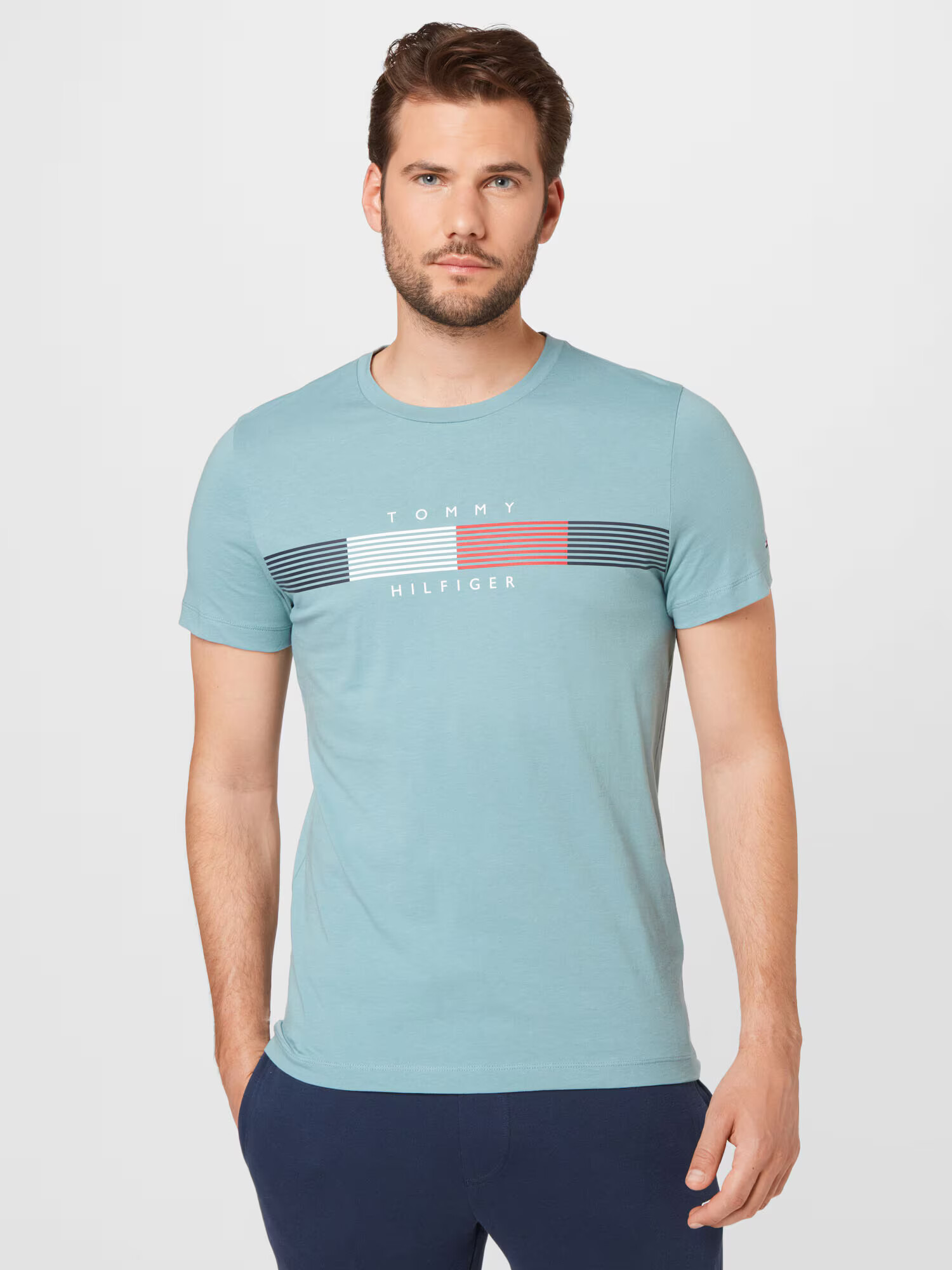 TOMMY HILFIGER Tricou albastru deschis / albastru închis / roșu / alb - Pled.ro