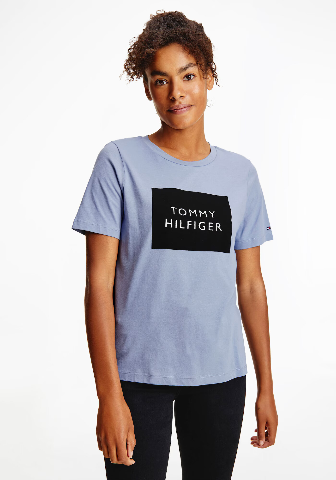 TOMMY HILFIGER Tricou albastru deschis / negru / alb - Pled.ro