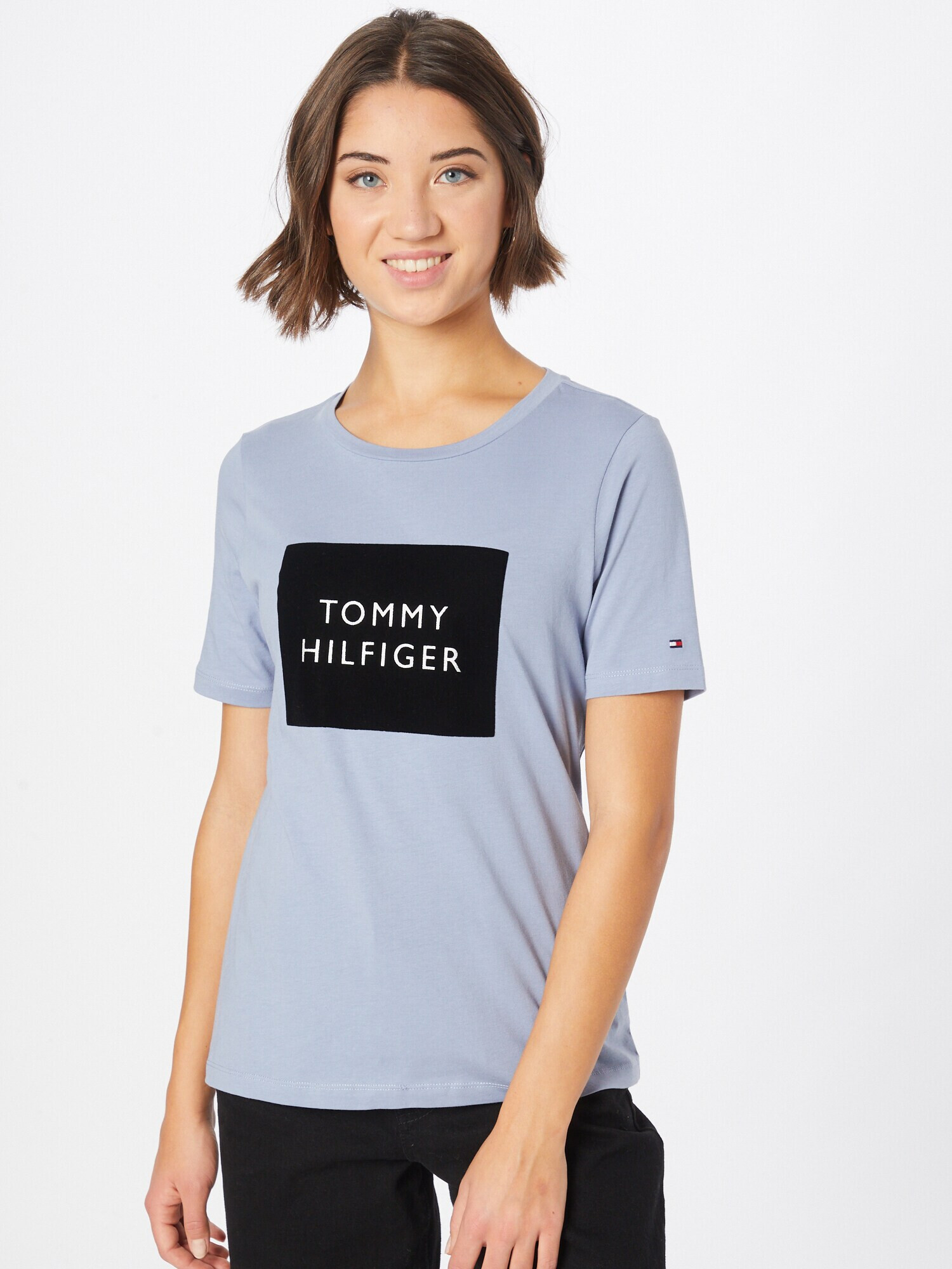 TOMMY HILFIGER Tricou albastru deschis / negru / alb - Pled.ro