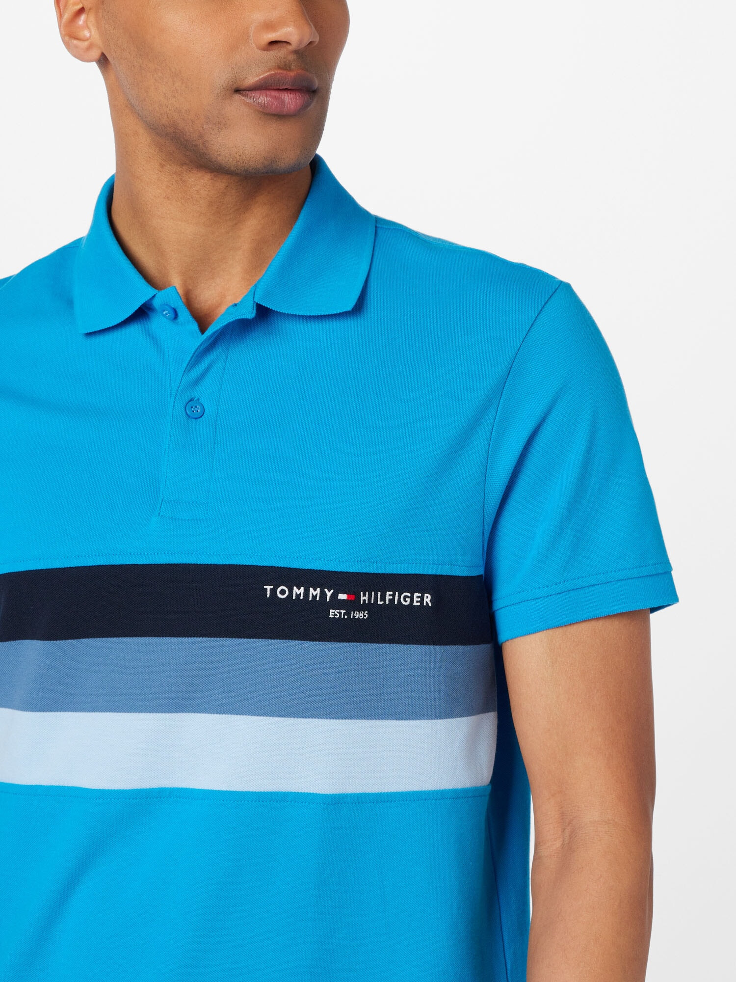 TOMMY HILFIGER Tricou albastru fumuriu / albastru deschis / albastru închis / alb - Pled.ro