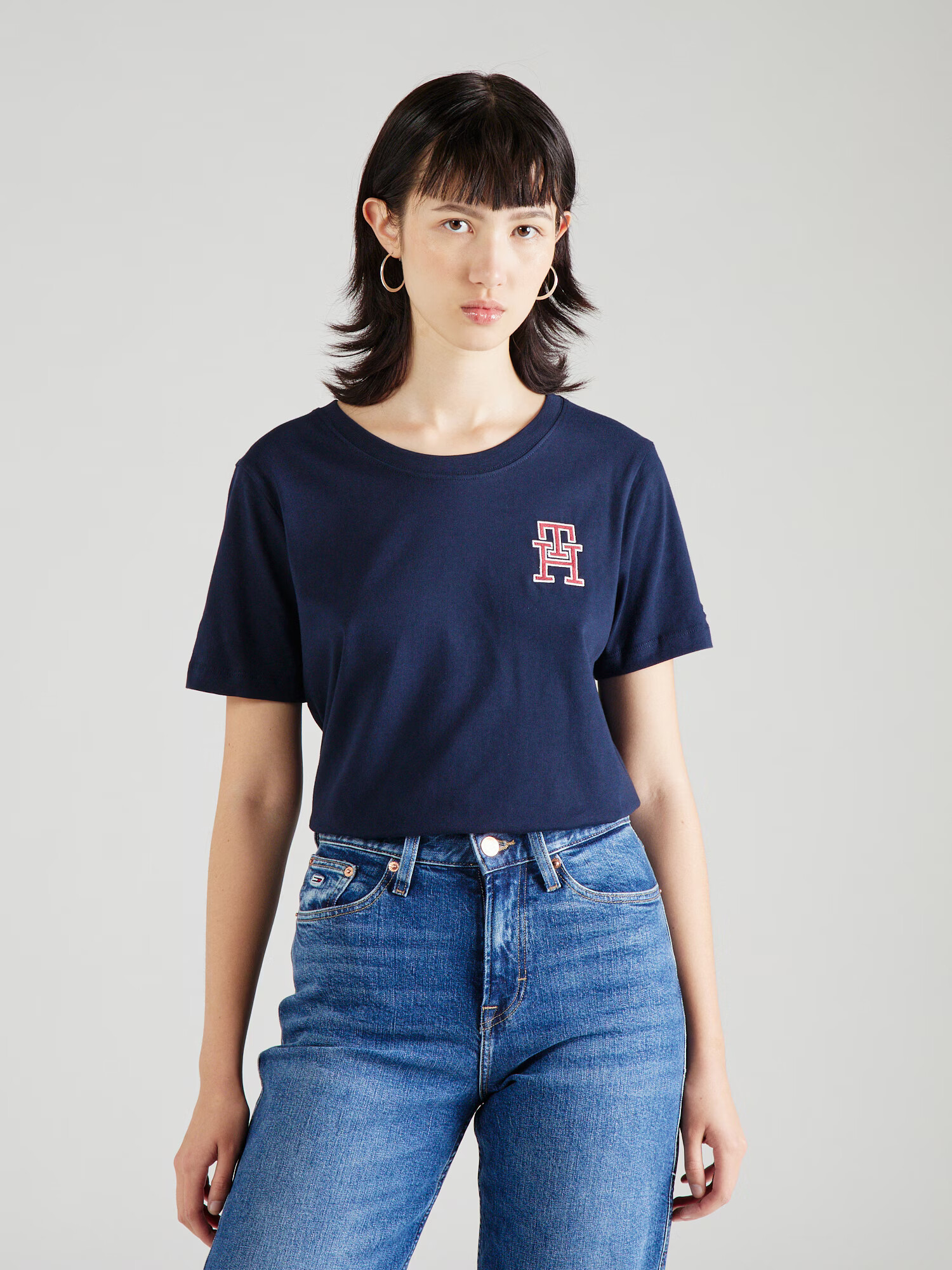 TOMMY HILFIGER Tricou albastru închis / alb - Pled.ro