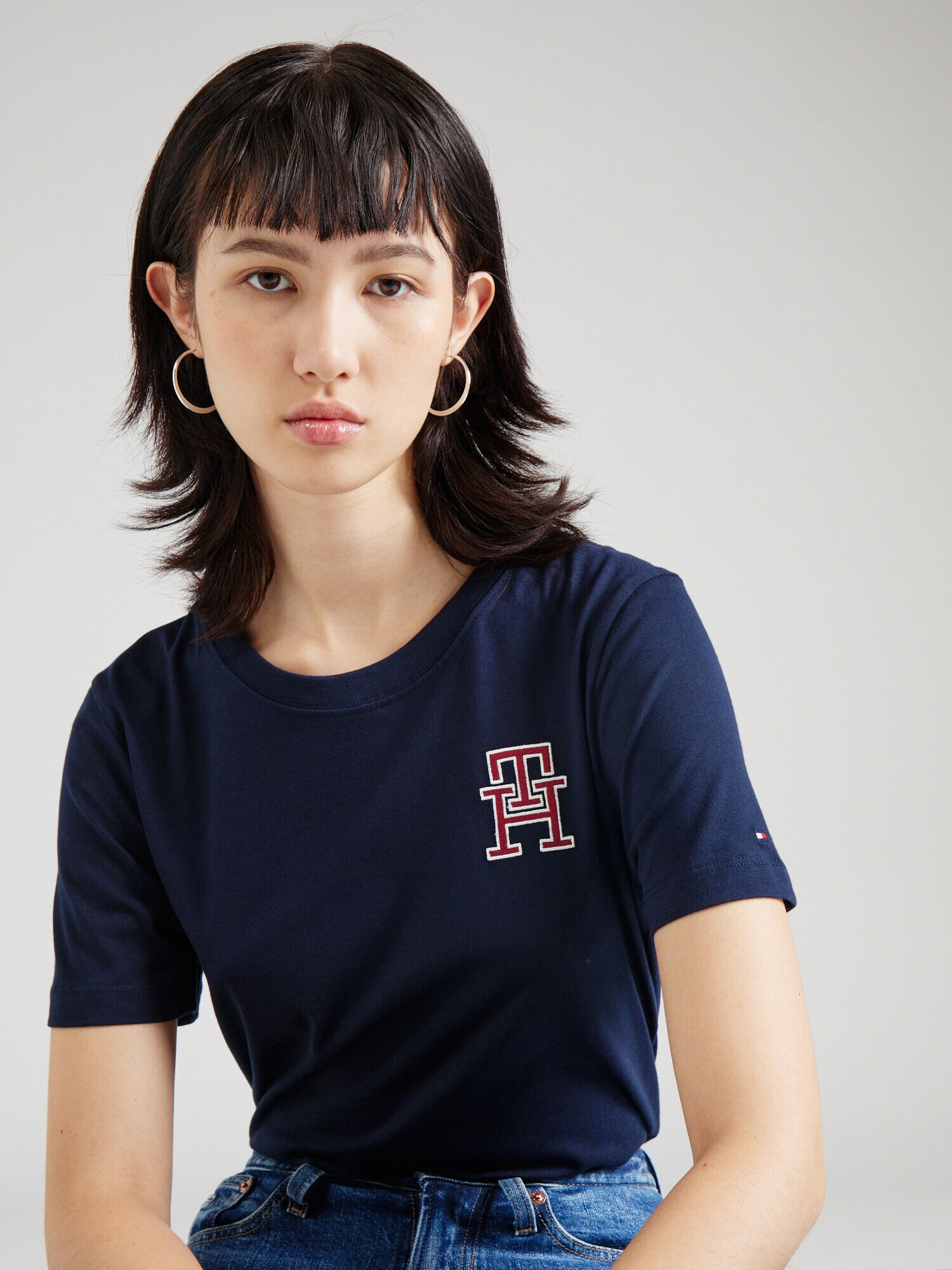 TOMMY HILFIGER Tricou albastru închis / alb - Pled.ro