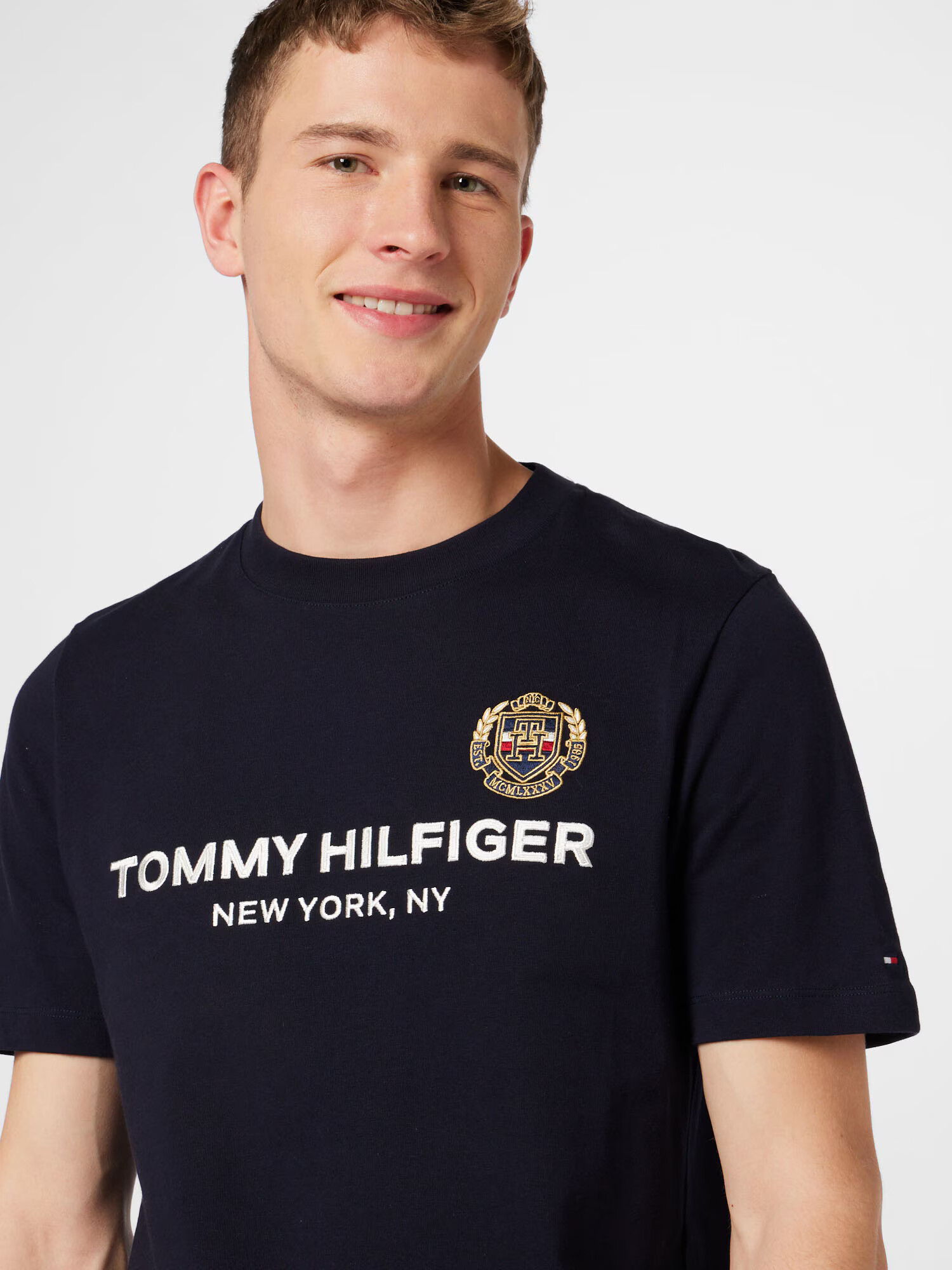 TOMMY HILFIGER Tricou albastru închis / alb - Pled.ro