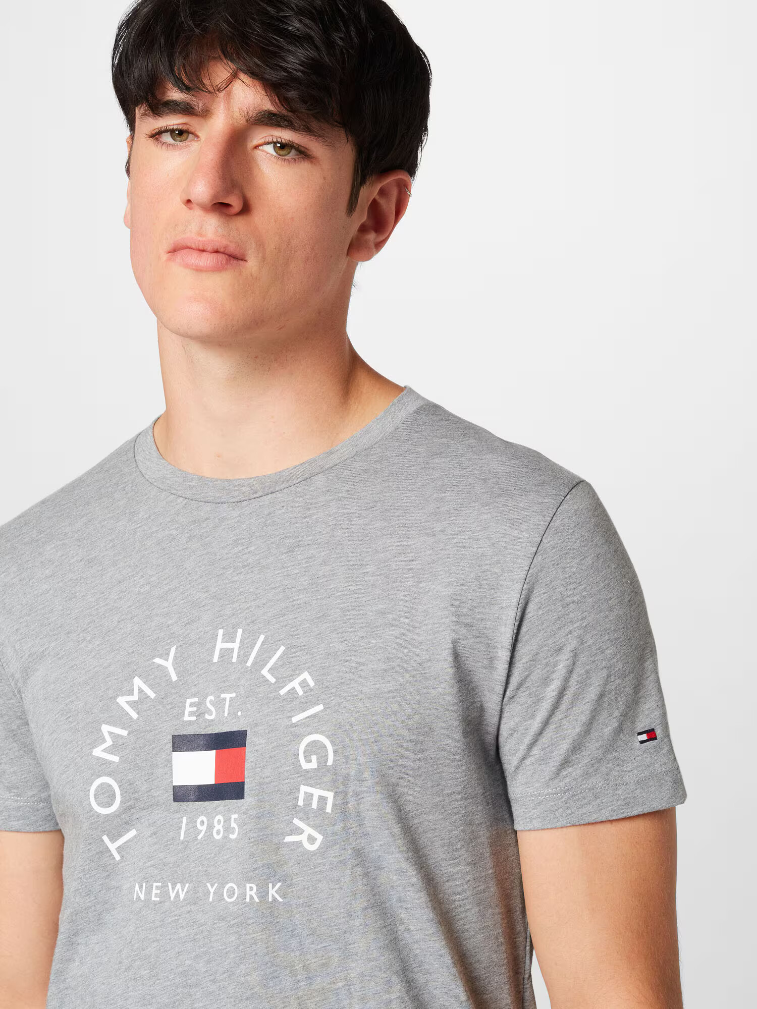 TOMMY HILFIGER Tricou albastru închis / gri amestecat / roșu intens / alb - Pled.ro