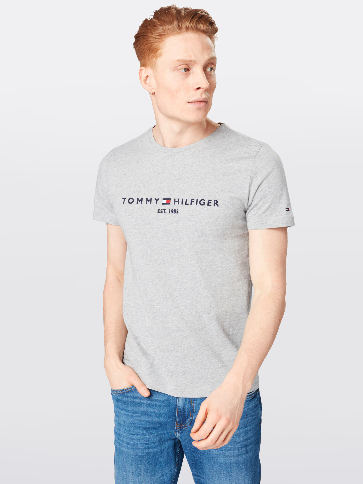 TOMMY HILFIGER Tricou albastru închis / gri deschis / roșu / alb - Pled.ro