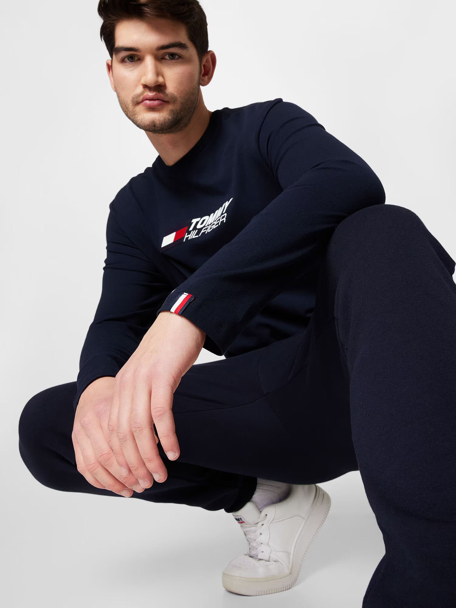 TOMMY HILFIGER Tricou albastru închis / roși aprins / alb - Pled.ro