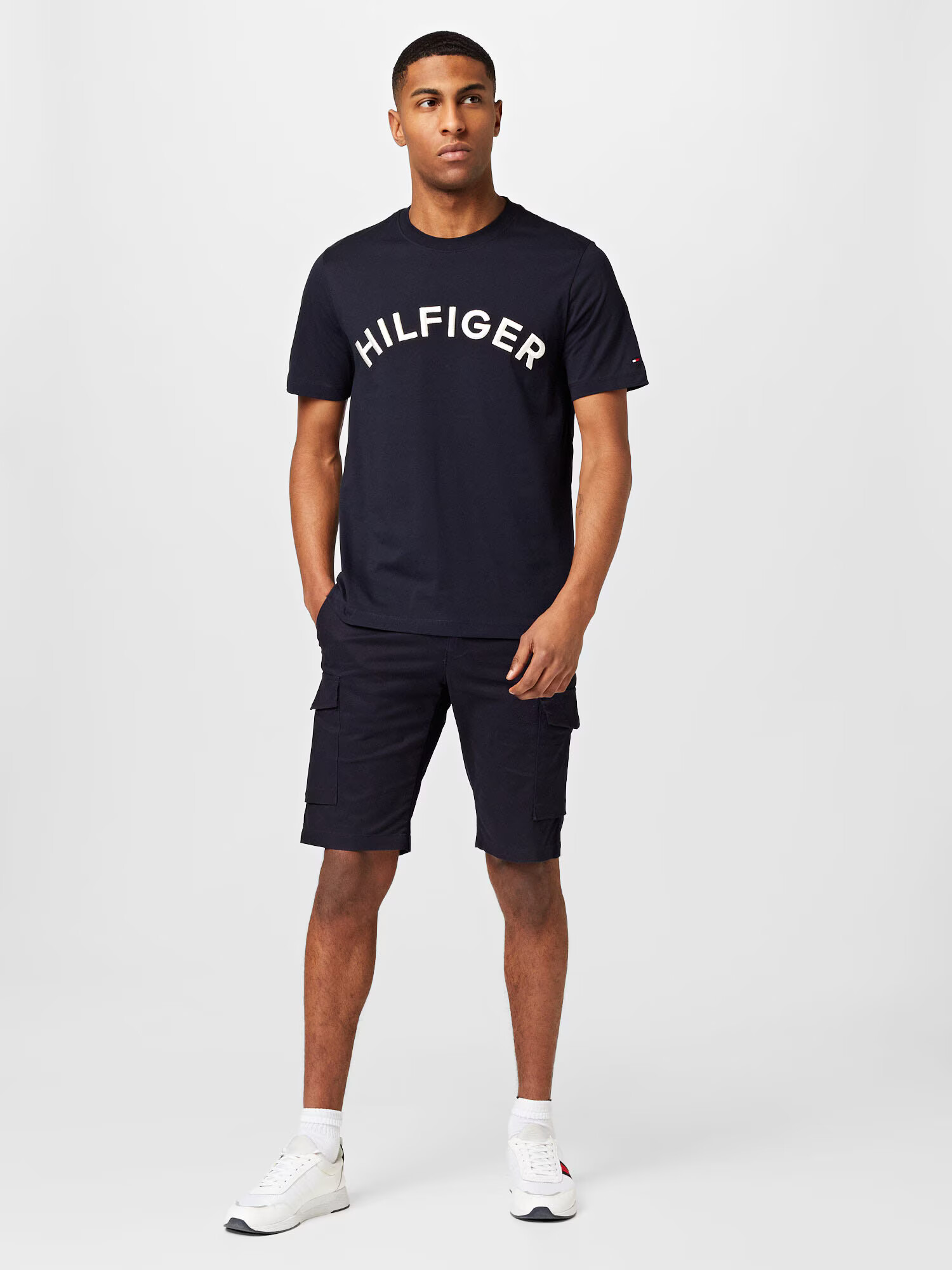 TOMMY HILFIGER Tricou albastru închis / roși aprins / alb - Pled.ro