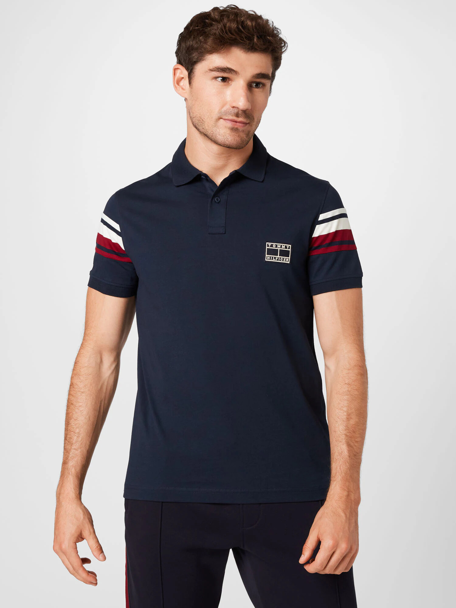 TOMMY HILFIGER Tricou albastru închis / roșu carmin / alb - Pled.ro