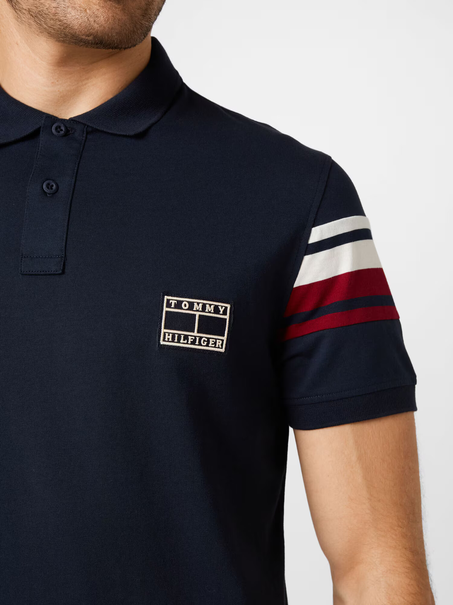 TOMMY HILFIGER Tricou albastru închis / roșu carmin / alb - Pled.ro