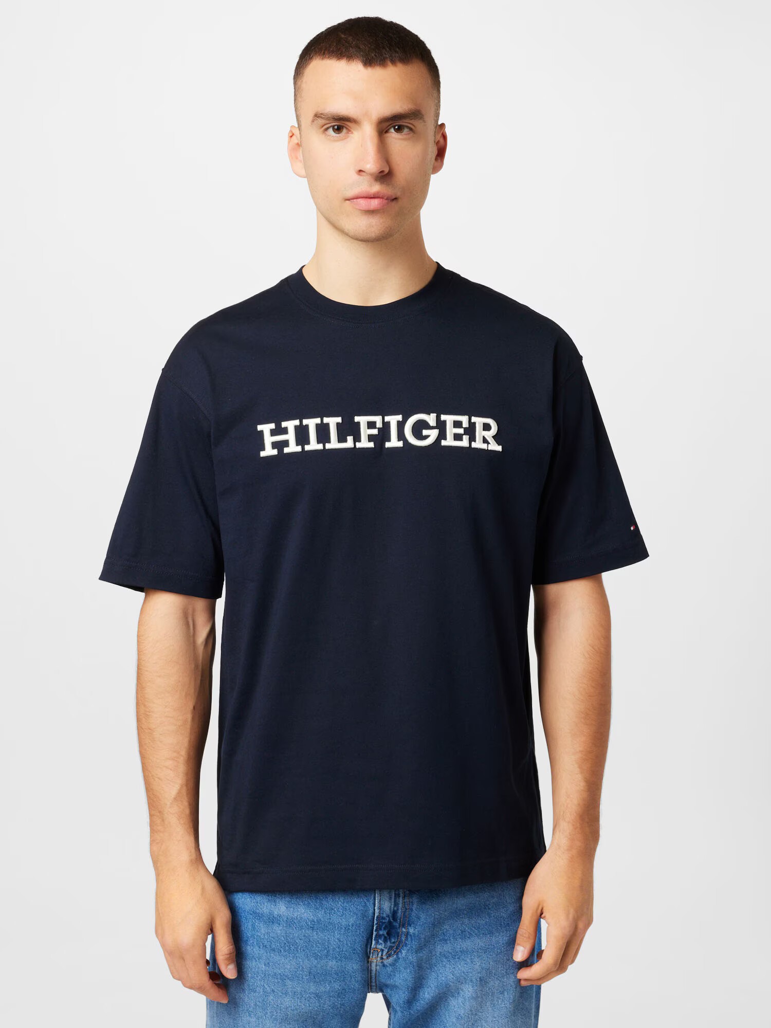 TOMMY HILFIGER Tricou albastru marin / alb - Pled.ro