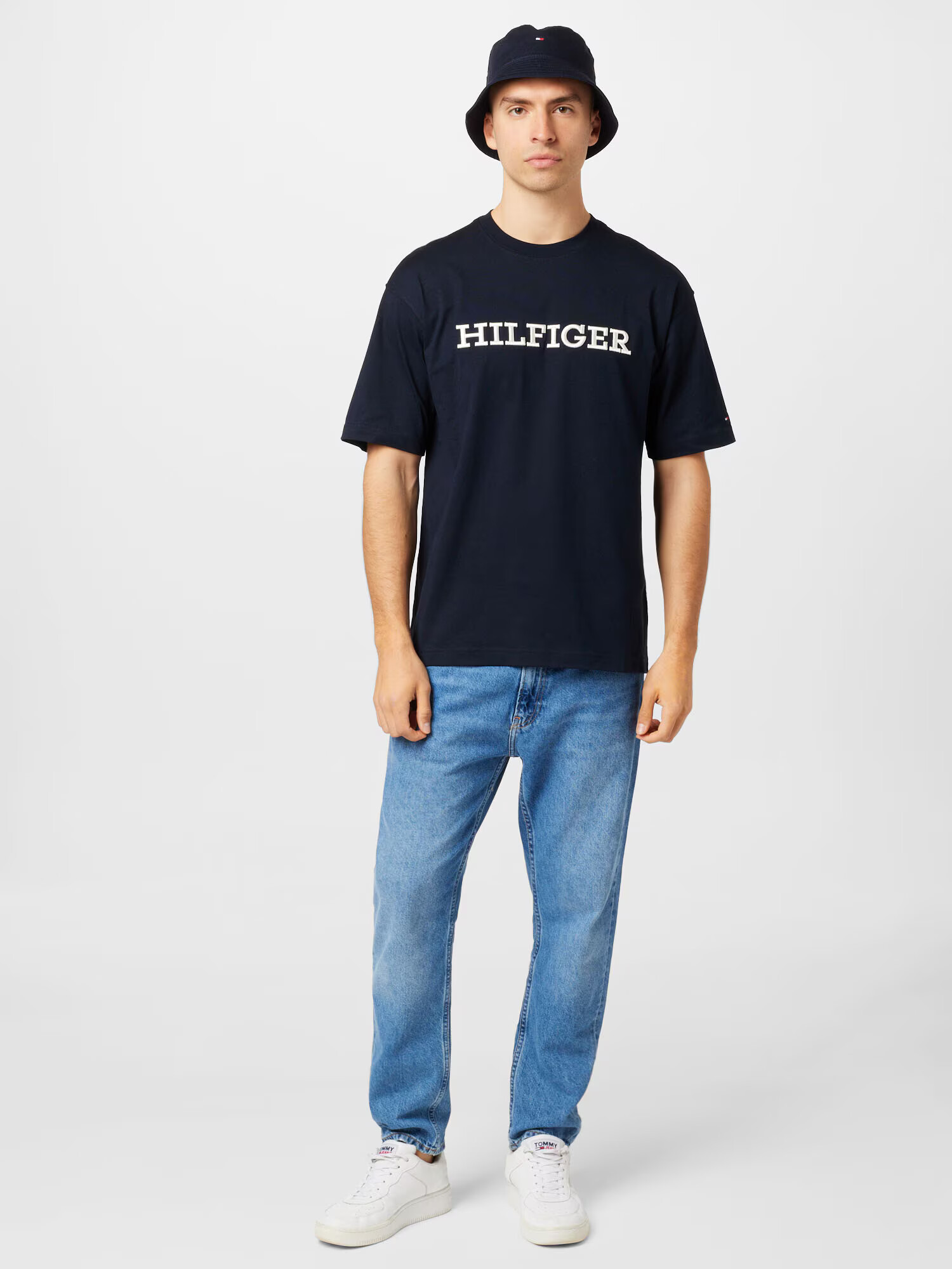 TOMMY HILFIGER Tricou albastru marin / alb - Pled.ro