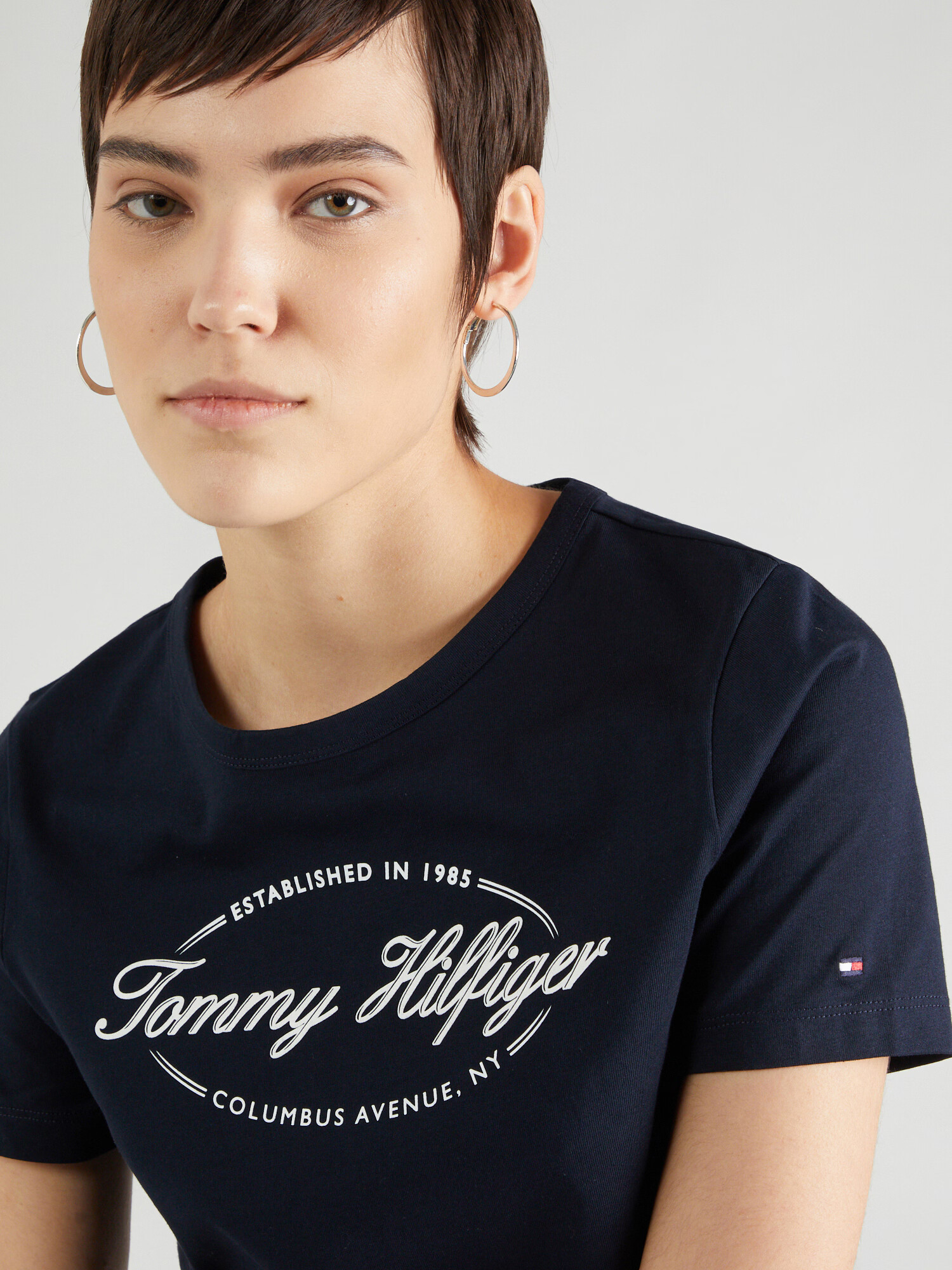 TOMMY HILFIGER Tricou albastru marin / alb - Pled.ro