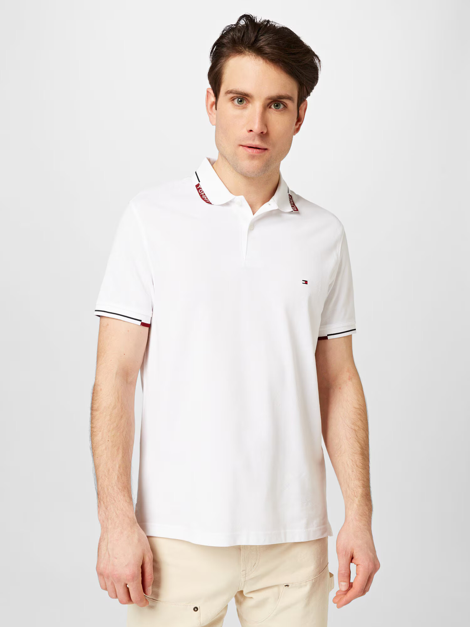 TOMMY HILFIGER Tricou albastru marin / roșu burgundy / alb - Pled.ro