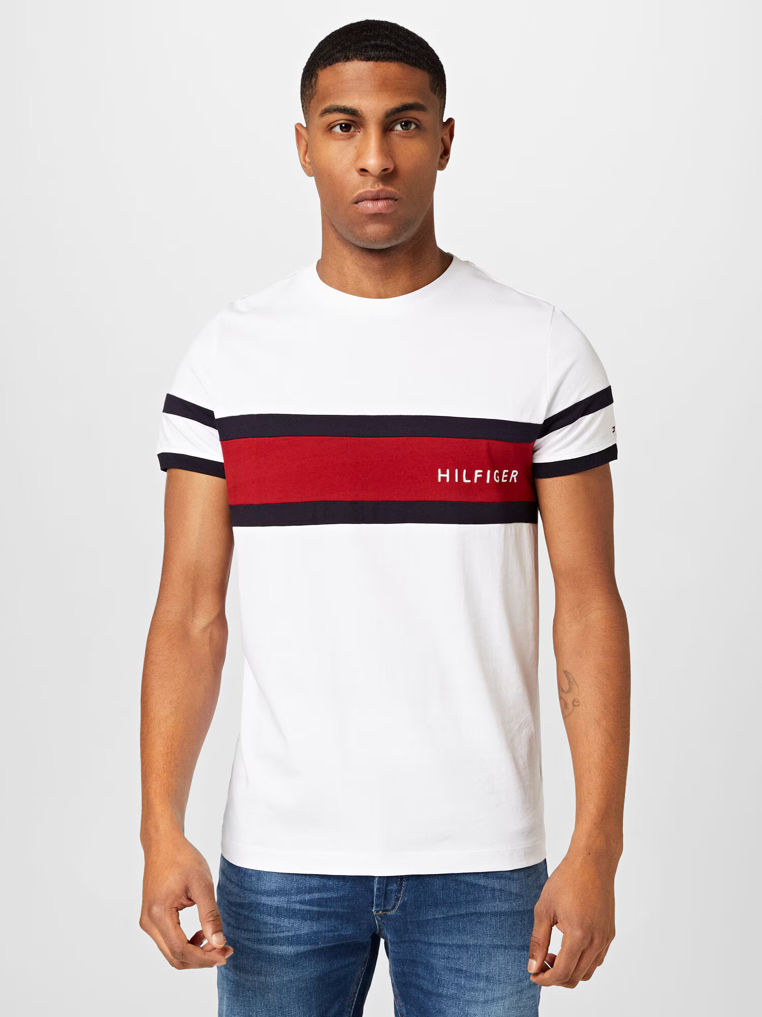 TOMMY HILFIGER Tricou albastru marin / roşu închis / alb - Pled.ro