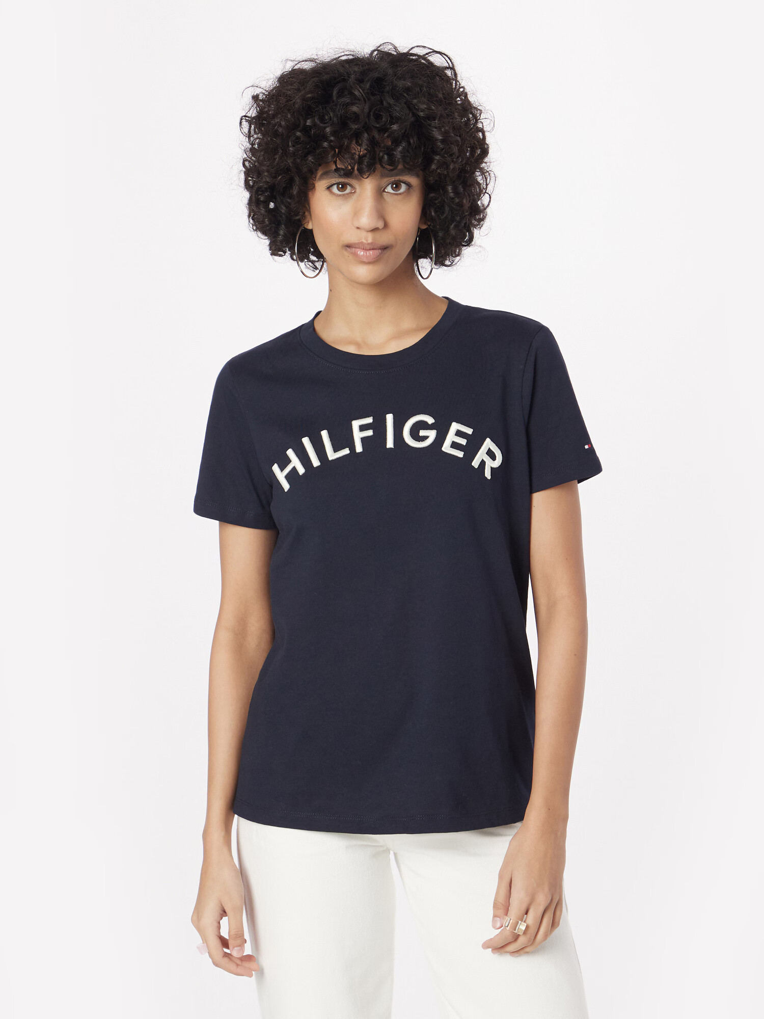 TOMMY HILFIGER Tricou albastru noapte / alb - Pled.ro