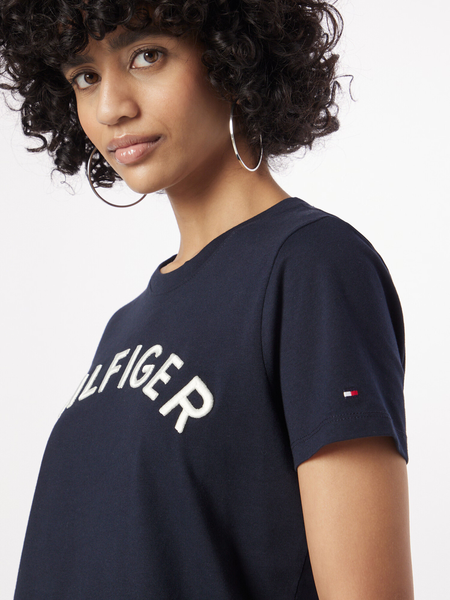 TOMMY HILFIGER Tricou albastru noapte / alb - Pled.ro